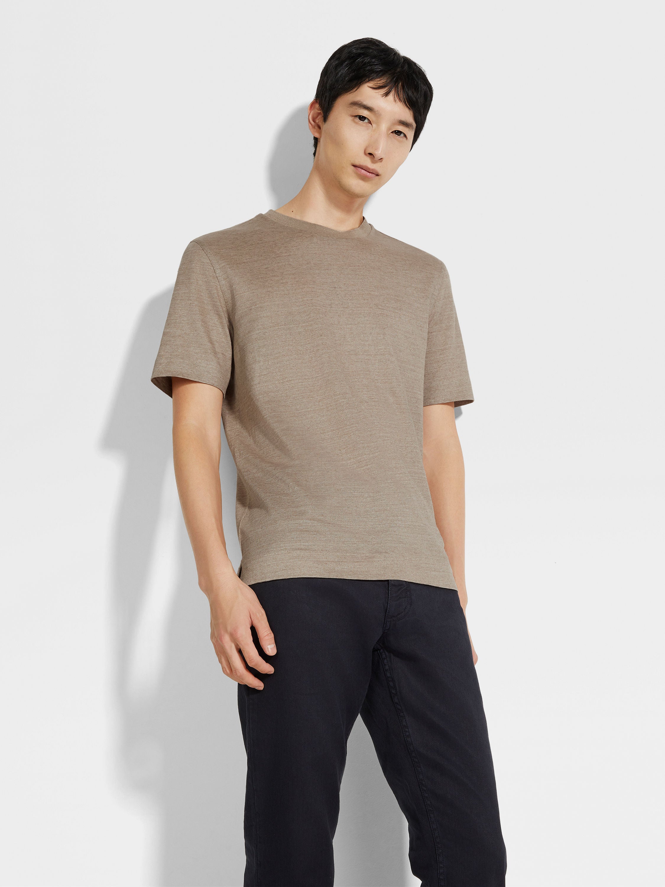 Zegna Light Taupe Oasi Lino T-Shirt