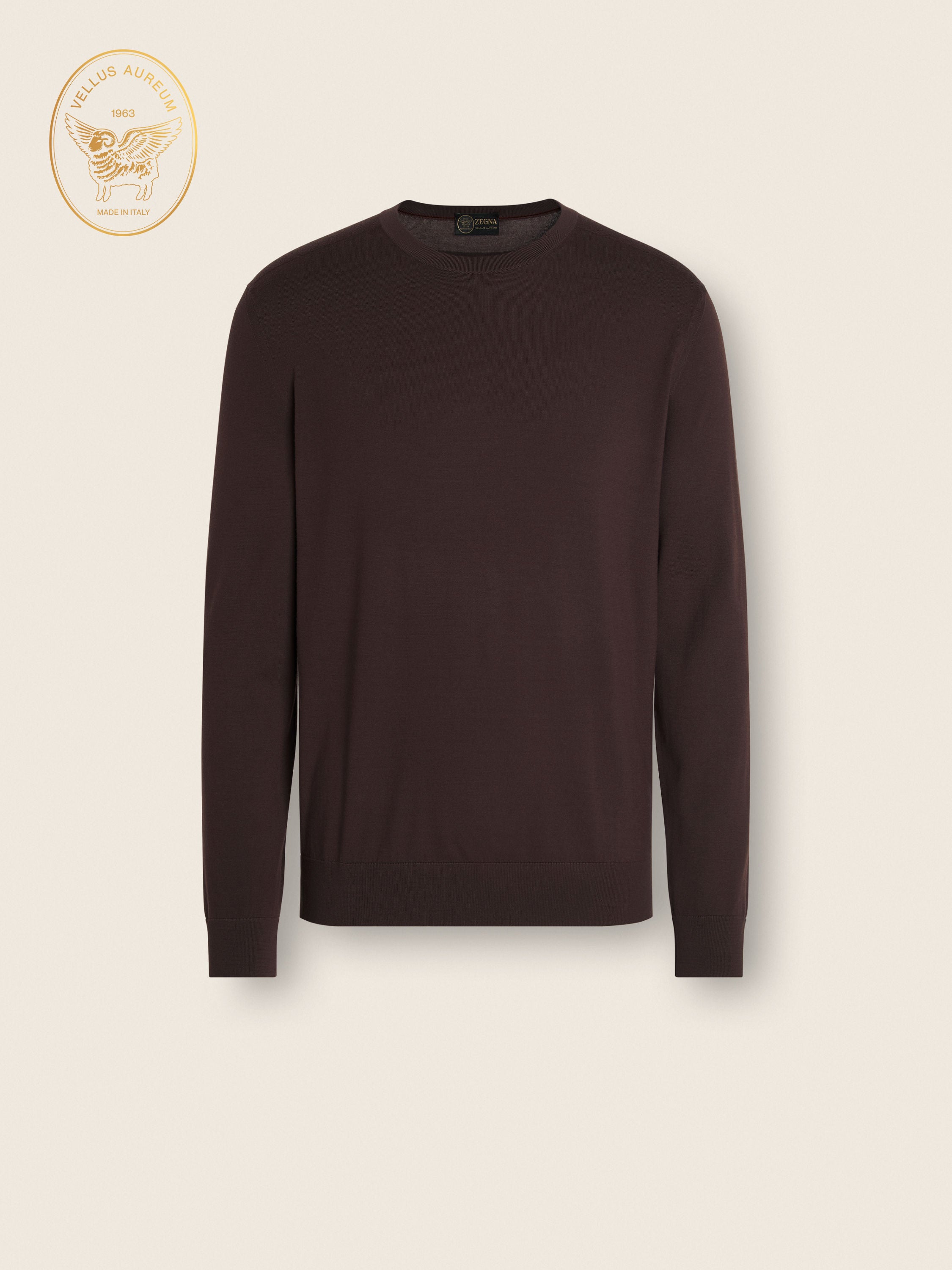 Zegna Dark Brown Vellus Aureum Crewneck