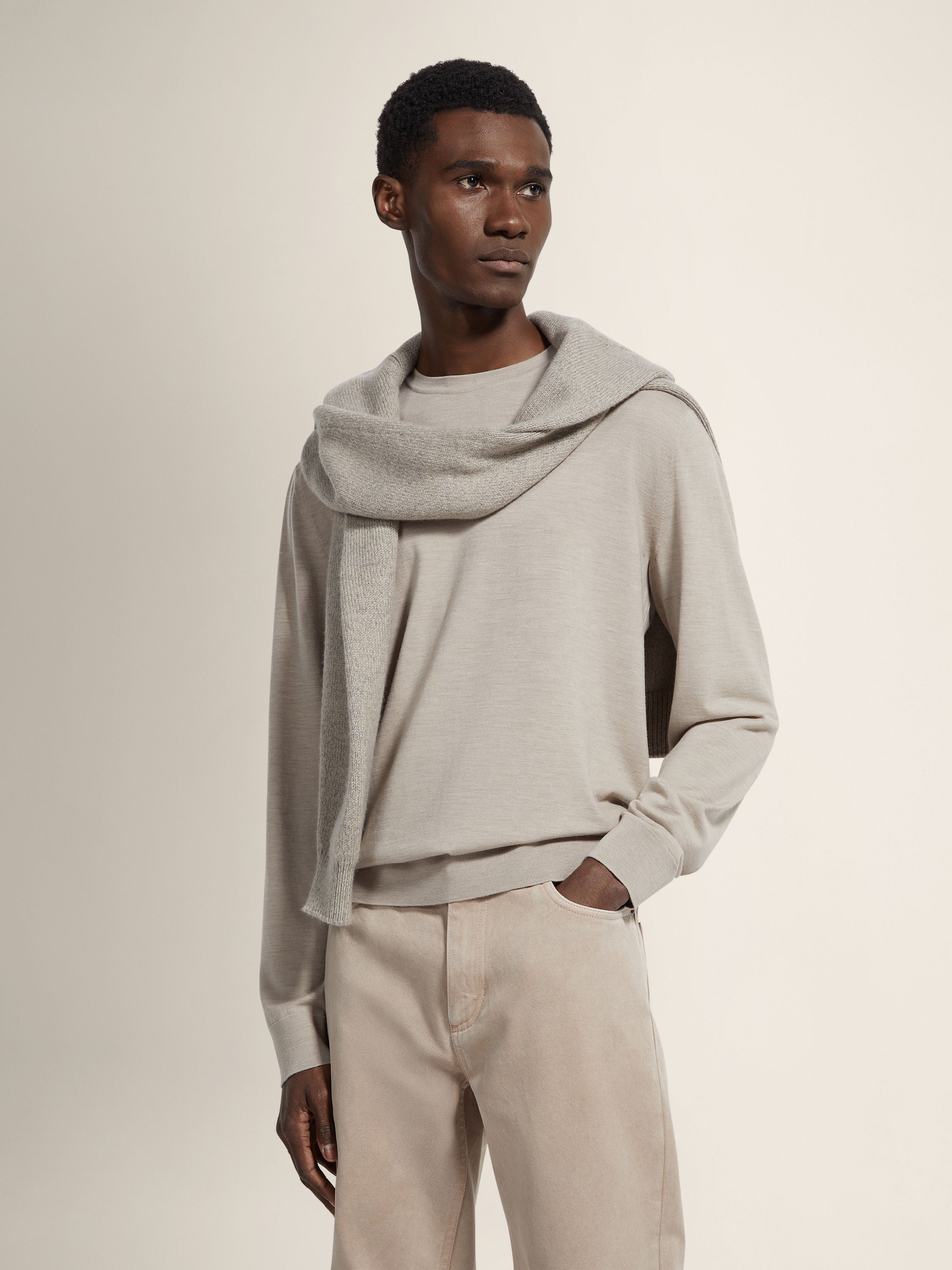 Zegna Light Taupe Vellus Aureum Crewneck