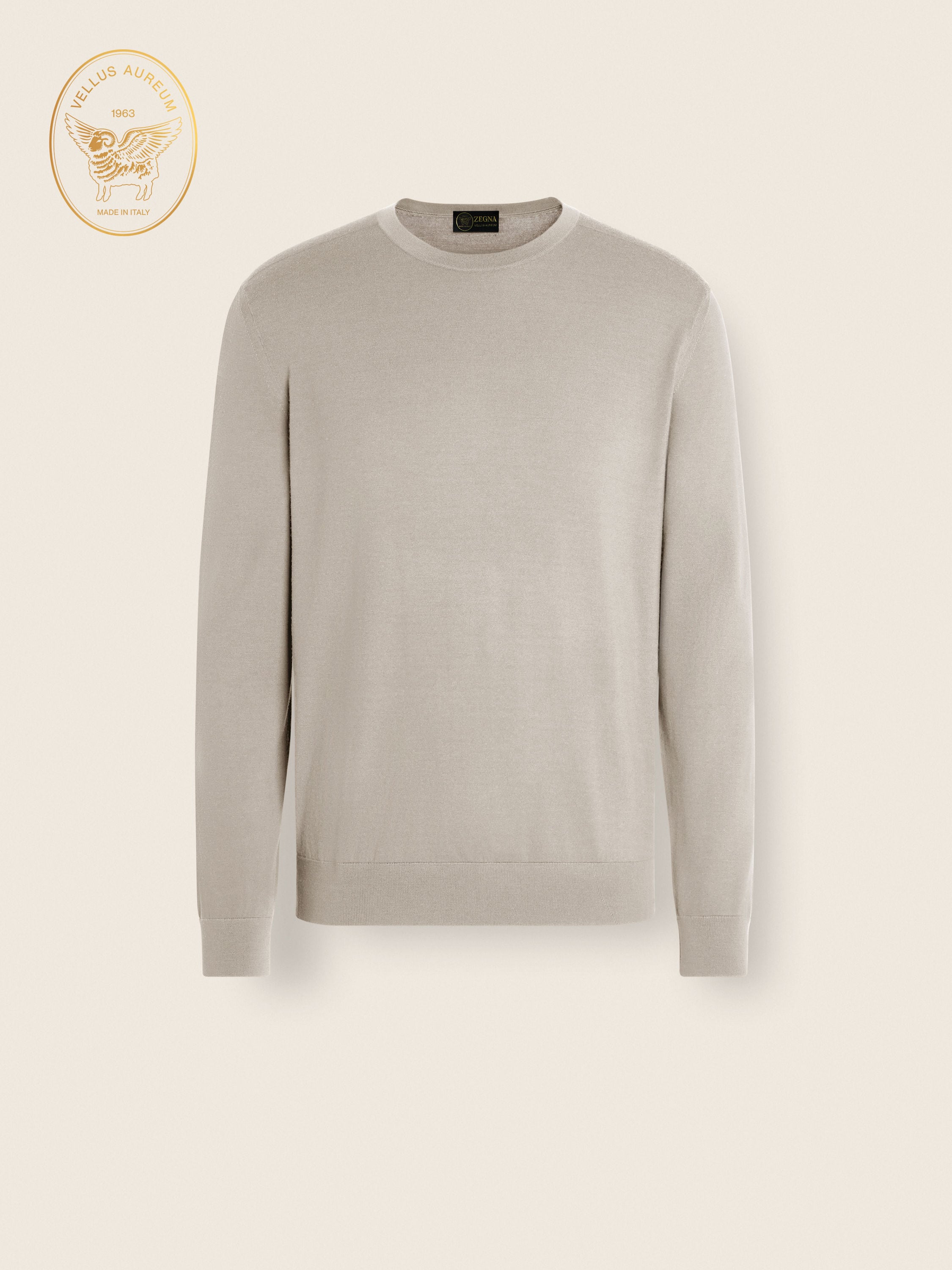 Zegna Light Taupe Vellus Aureum Crewneck