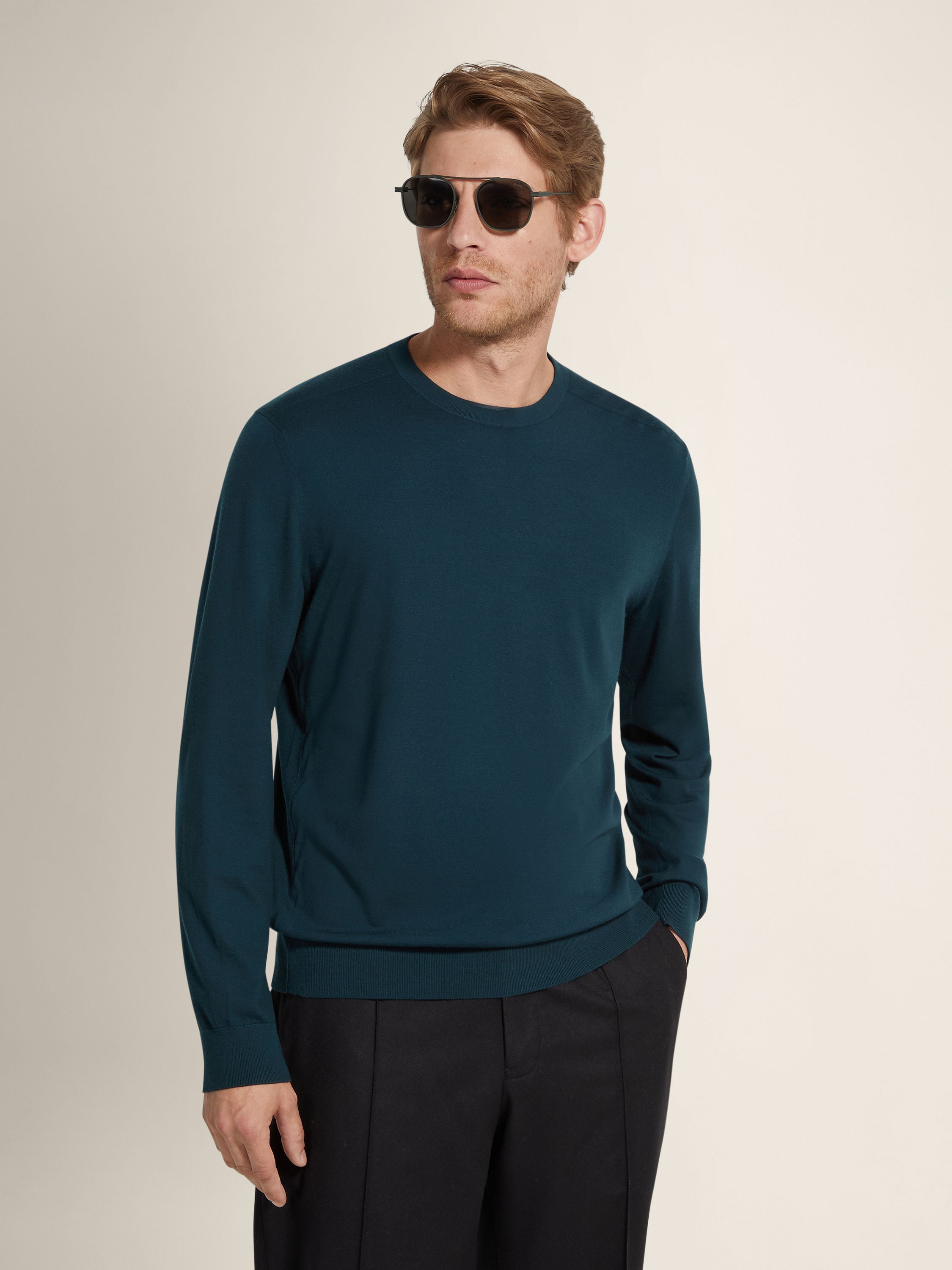 Zegna Dark Green Vellus Aureum Crewneck