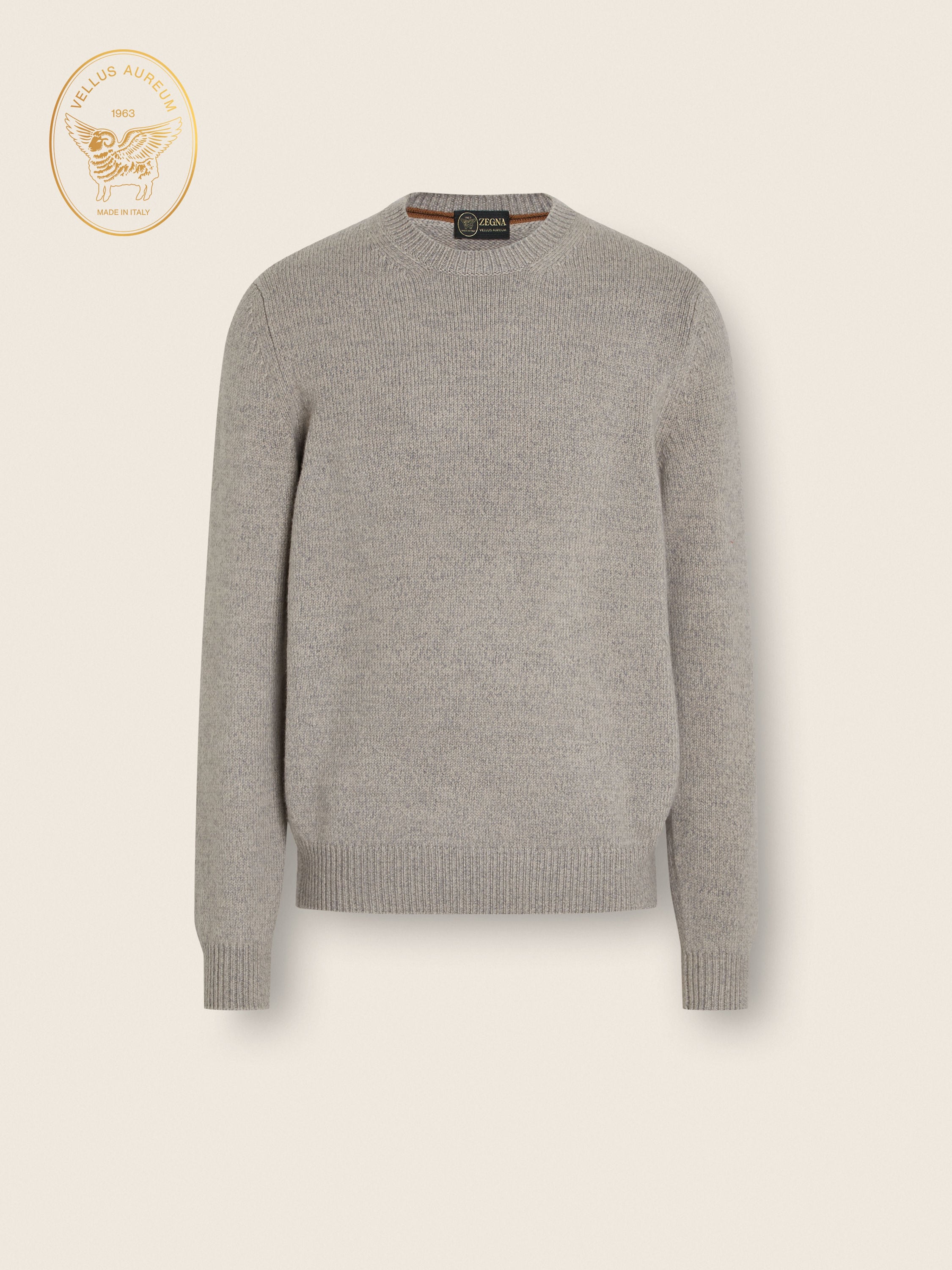 Zegna Light Taupe Mlange Vellus Aureum Crewneck