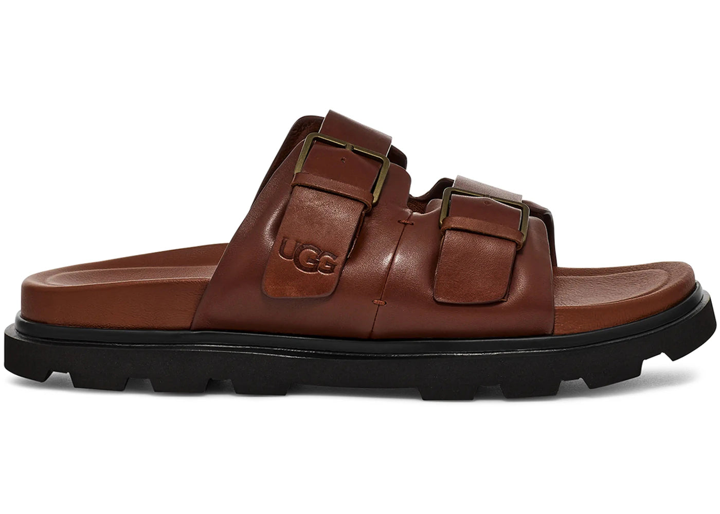 ugg capitola buckle slide sandal cognac