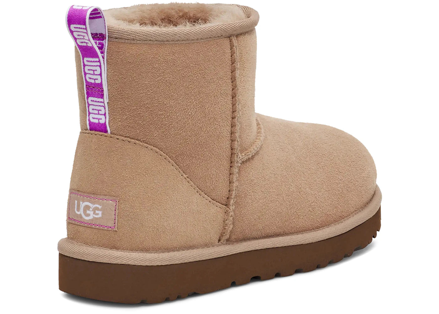ugg classic mini ii graphic logo boot beige pink (women's)