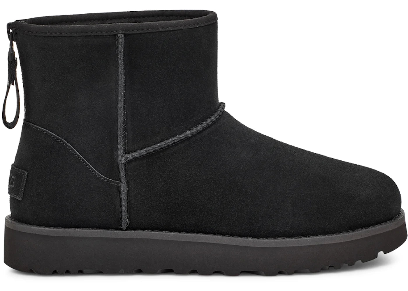 ugg classic mini logo zip boot black (women's)