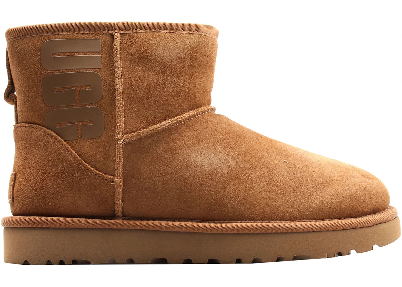 ugg classic mini rubber logo boot chestnut (women's)