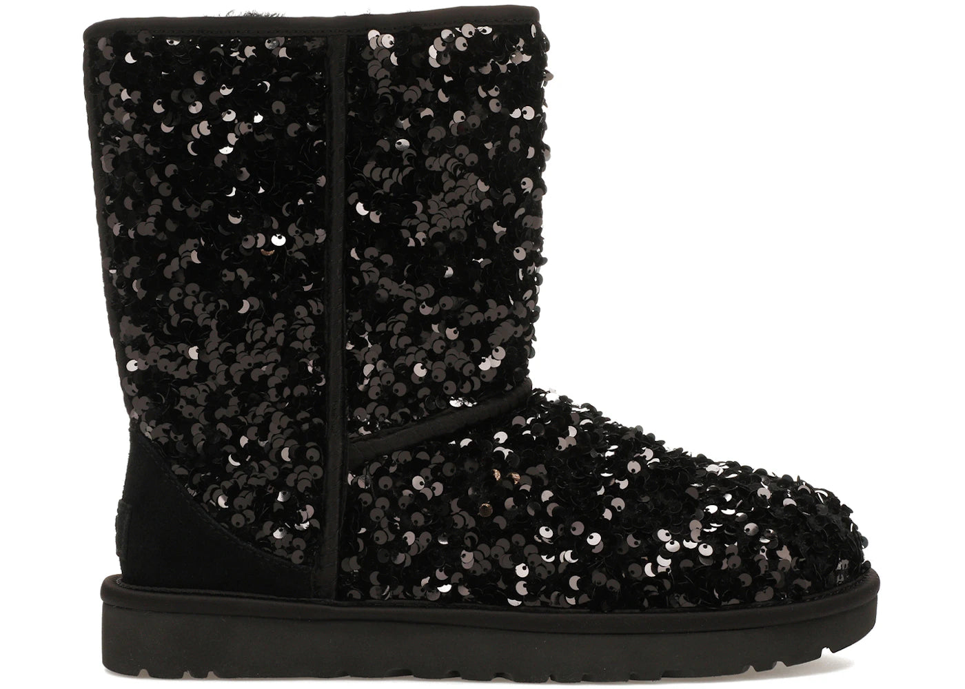 ugg classic short chunky sequin boot black (women's)