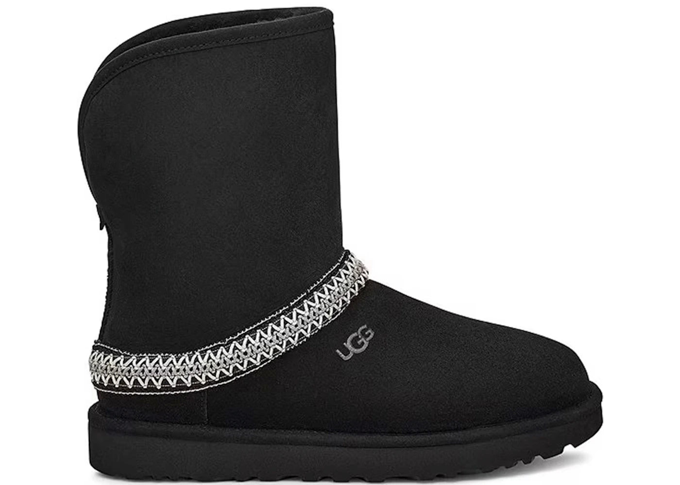 ugg classic short crescent boot black (women's)