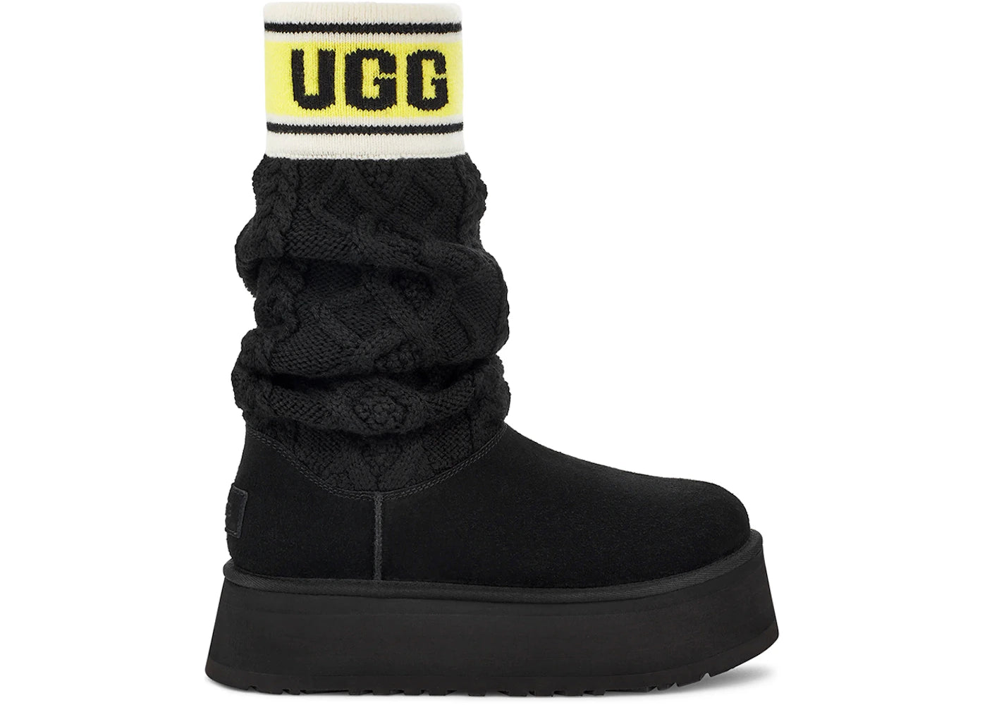 ugg classic sweater letter boot black (women's)
