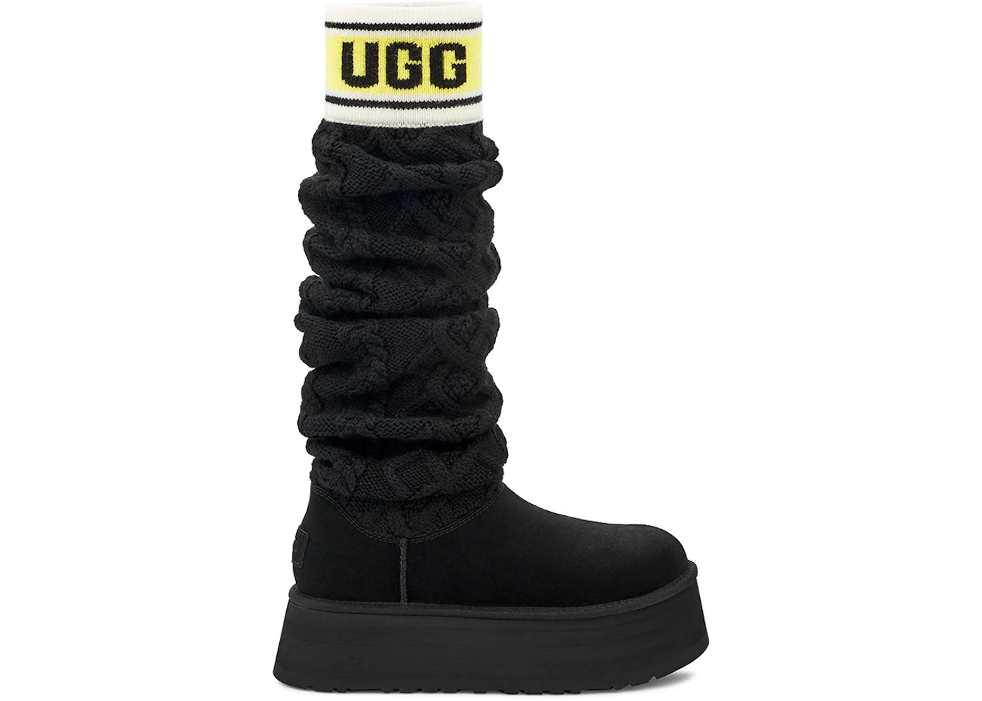 ugg classic sweater letter tall boot black (women's)