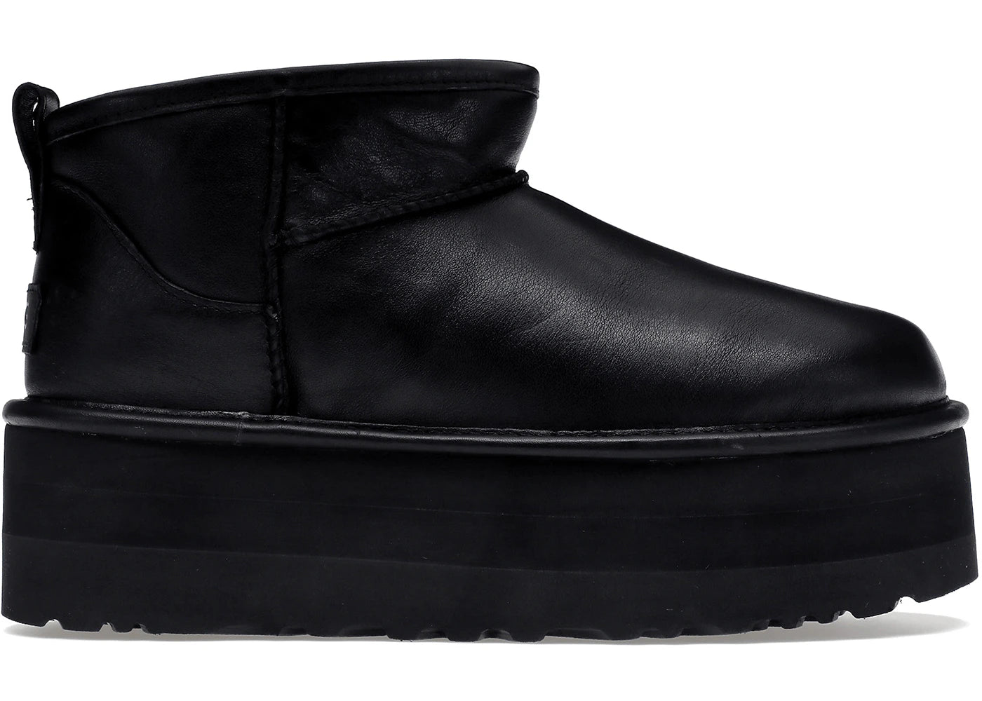ugg classic ultra mini platform boot black leather (women's)