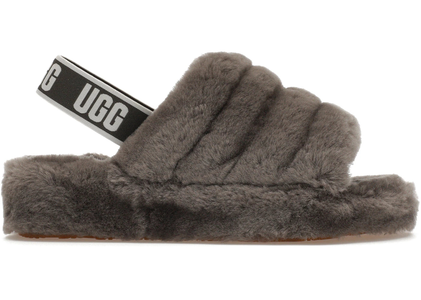 ugg fluff yeah slide charcoal (women's)