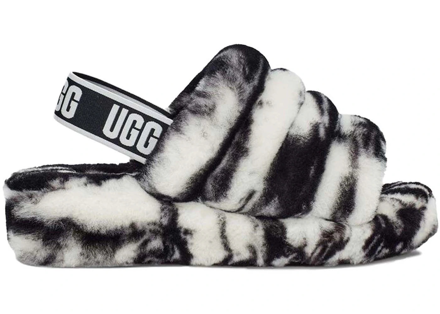 ugg fluff yeah slide marble black white (women's)