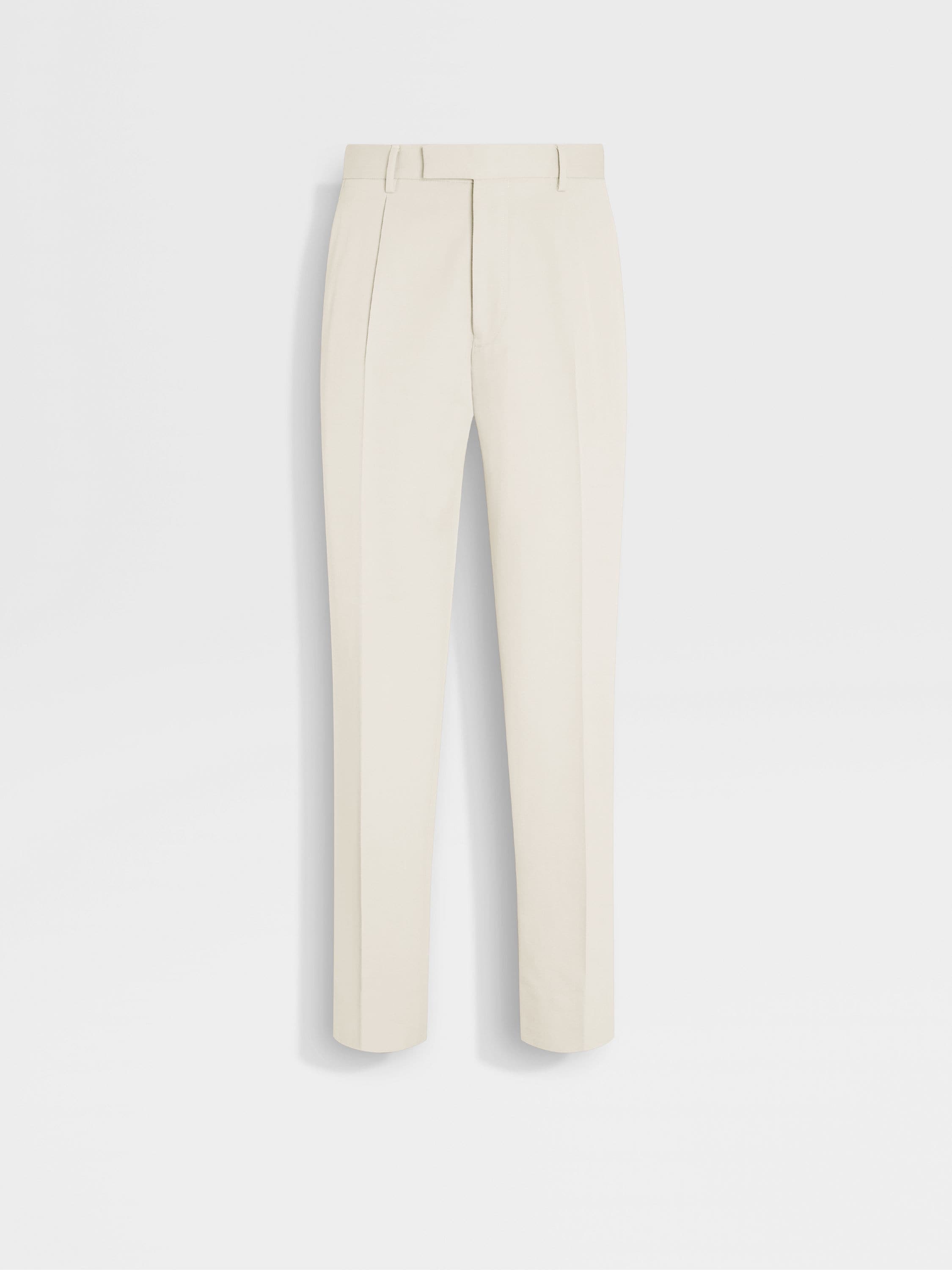 Zegna White Cotton And Wool Pants