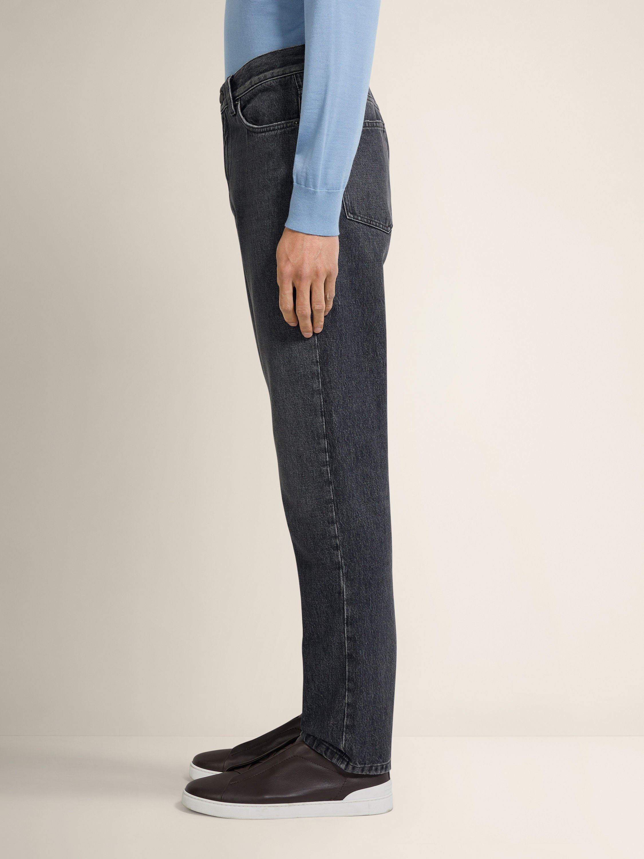 Zegna Dark Grey Stone Washed Cotton Roccia Pants