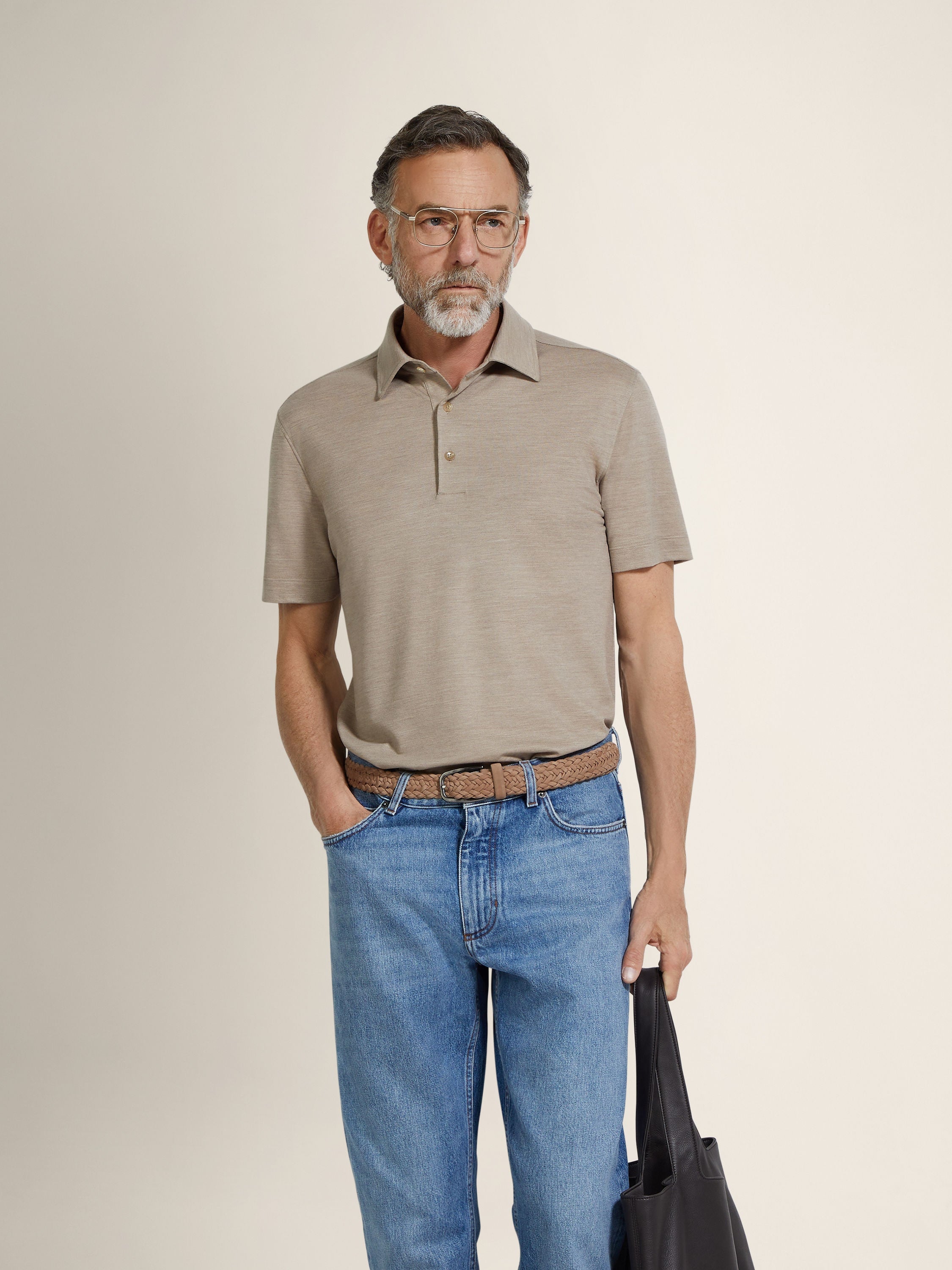 Zegna Light Taupe Vellus Aureum Polo Shirt