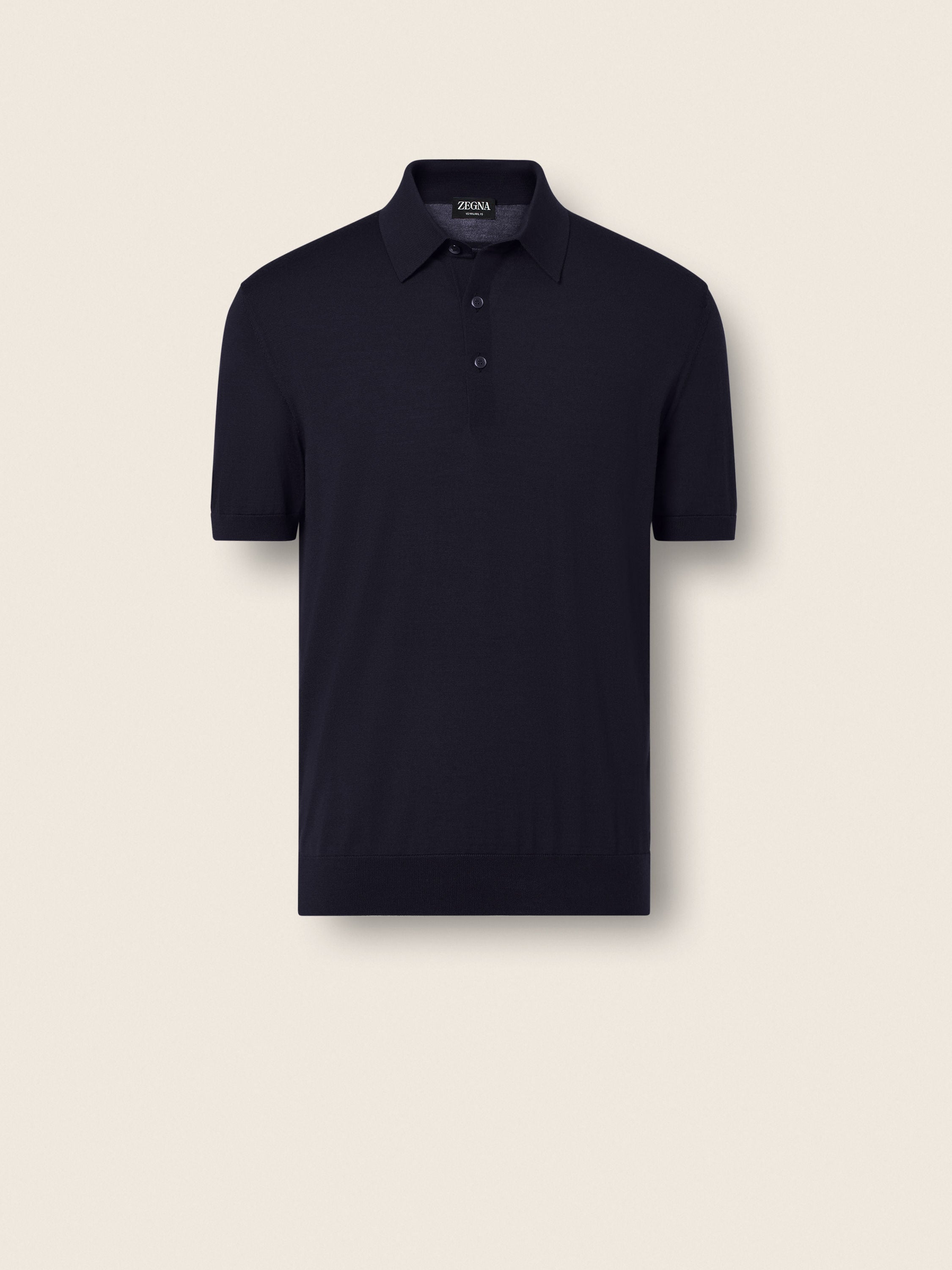 Zegna Navy Blue Wool Polo Shirt