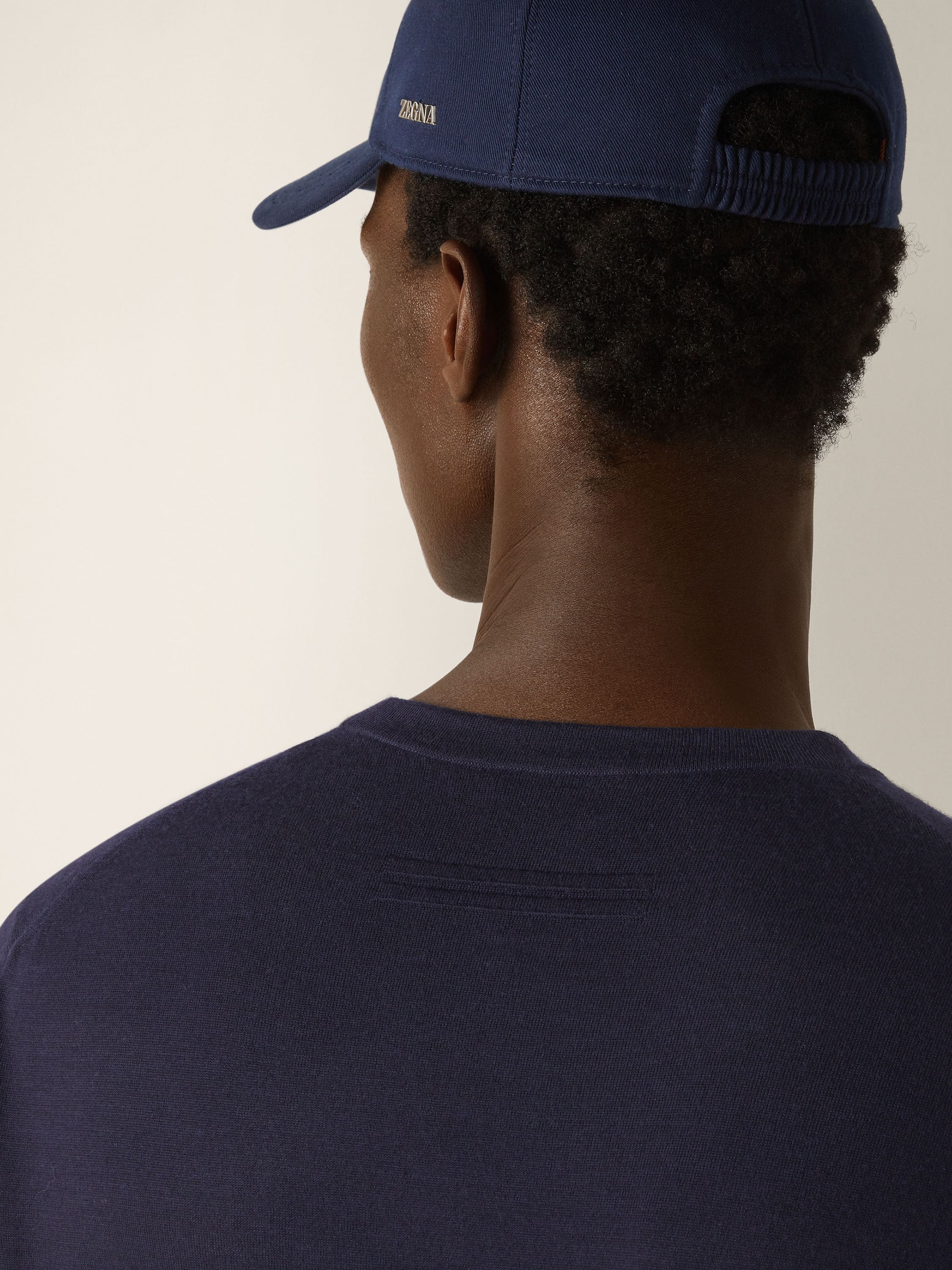 Zegna Navy Blue Wool T-Shirt