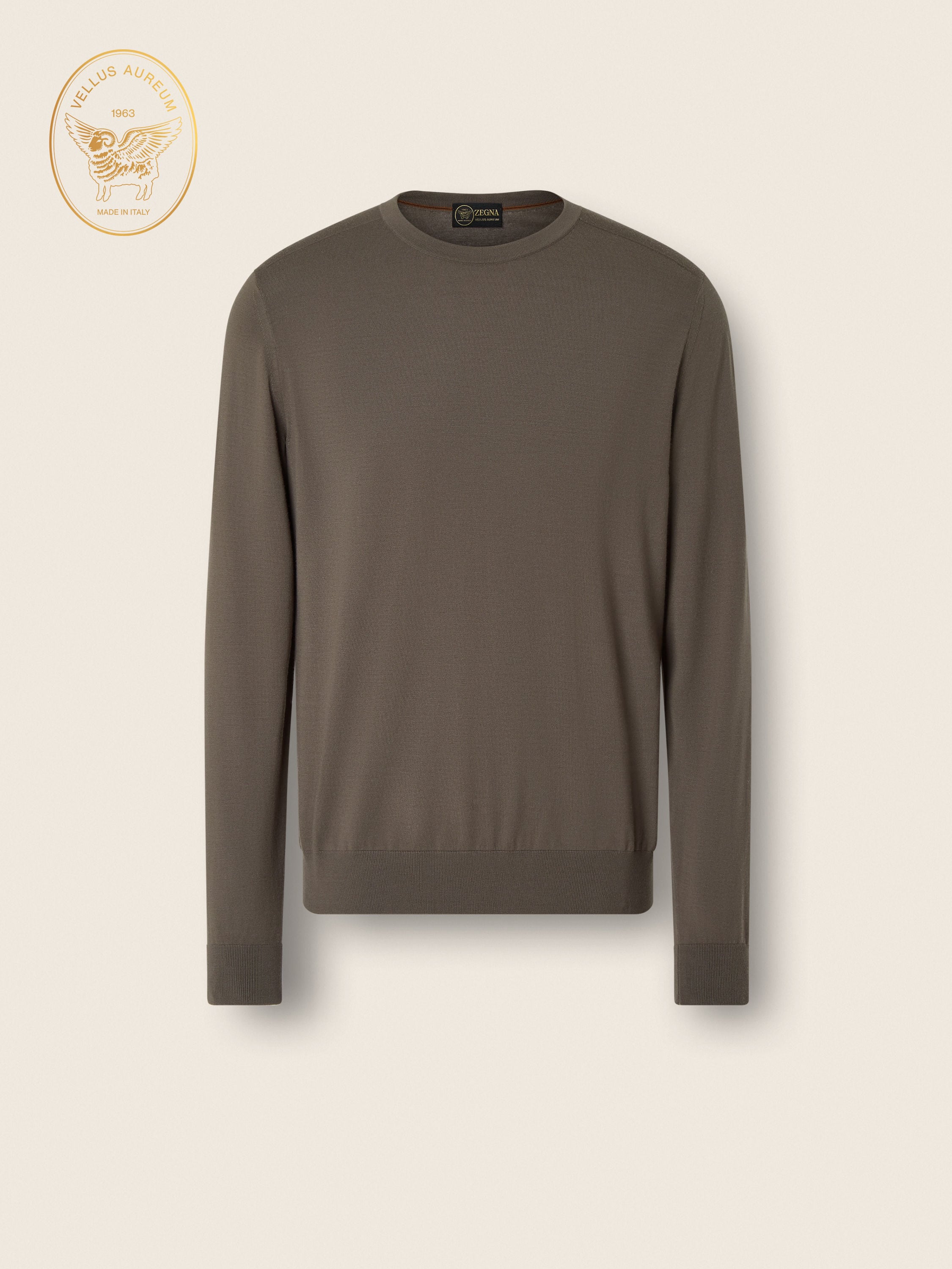Zegna Dark Taupe Vellus Aureum Crewneck
