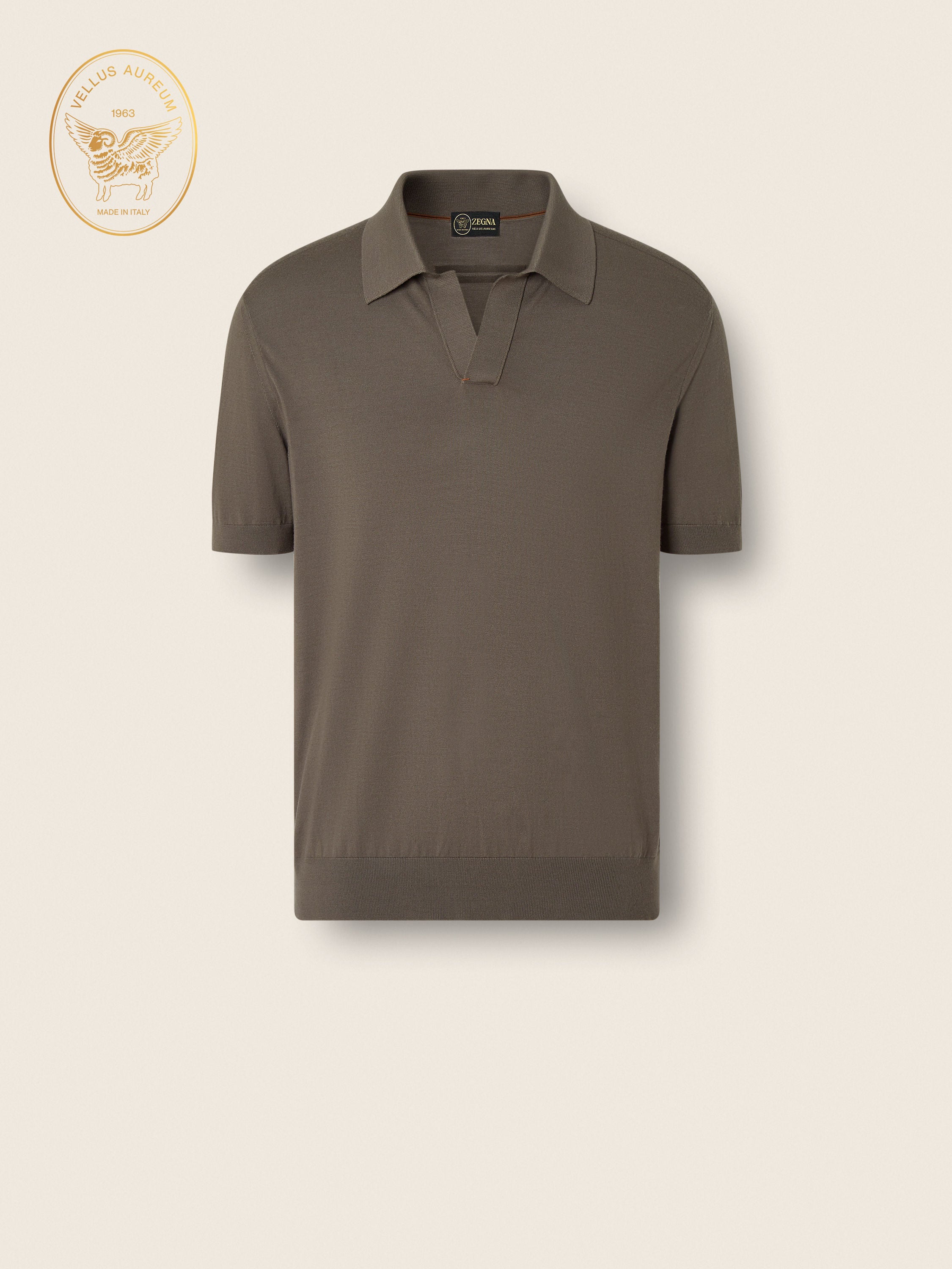 Zegna Dark Taupe Vellus Aureum Polo Shirt