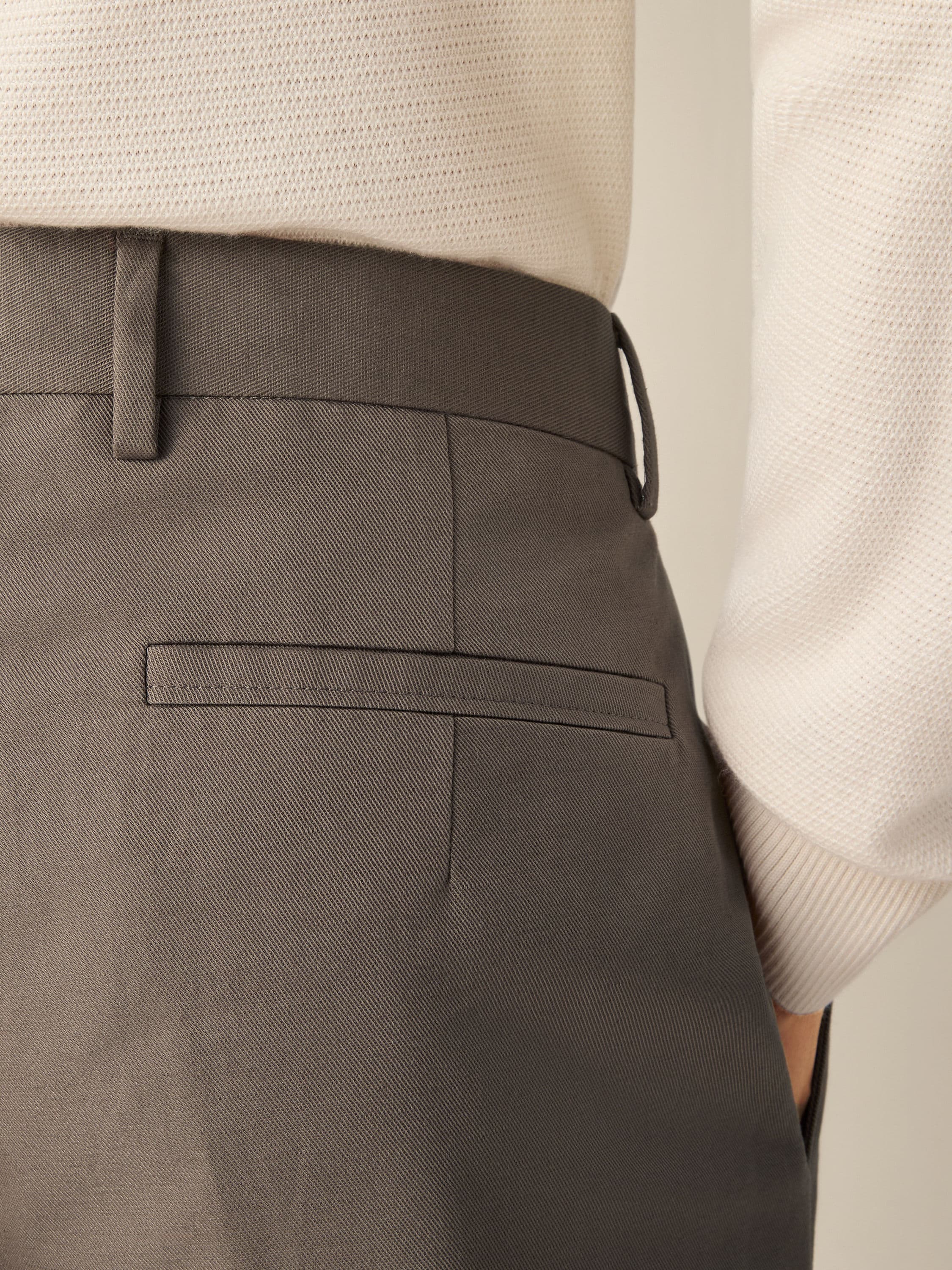 Zegna Dark Taupe Cotton And Linen Pants