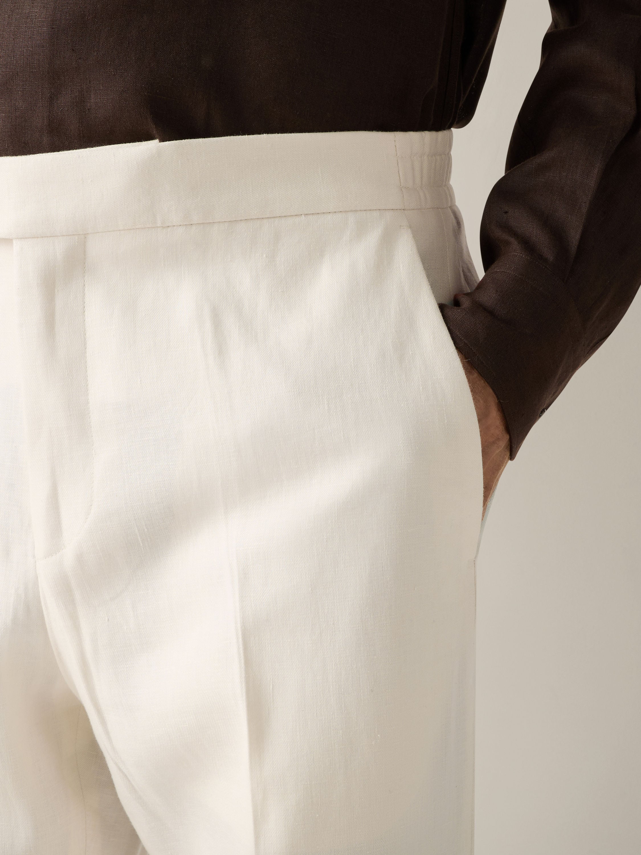 Zegna White Oasi Lino Pants