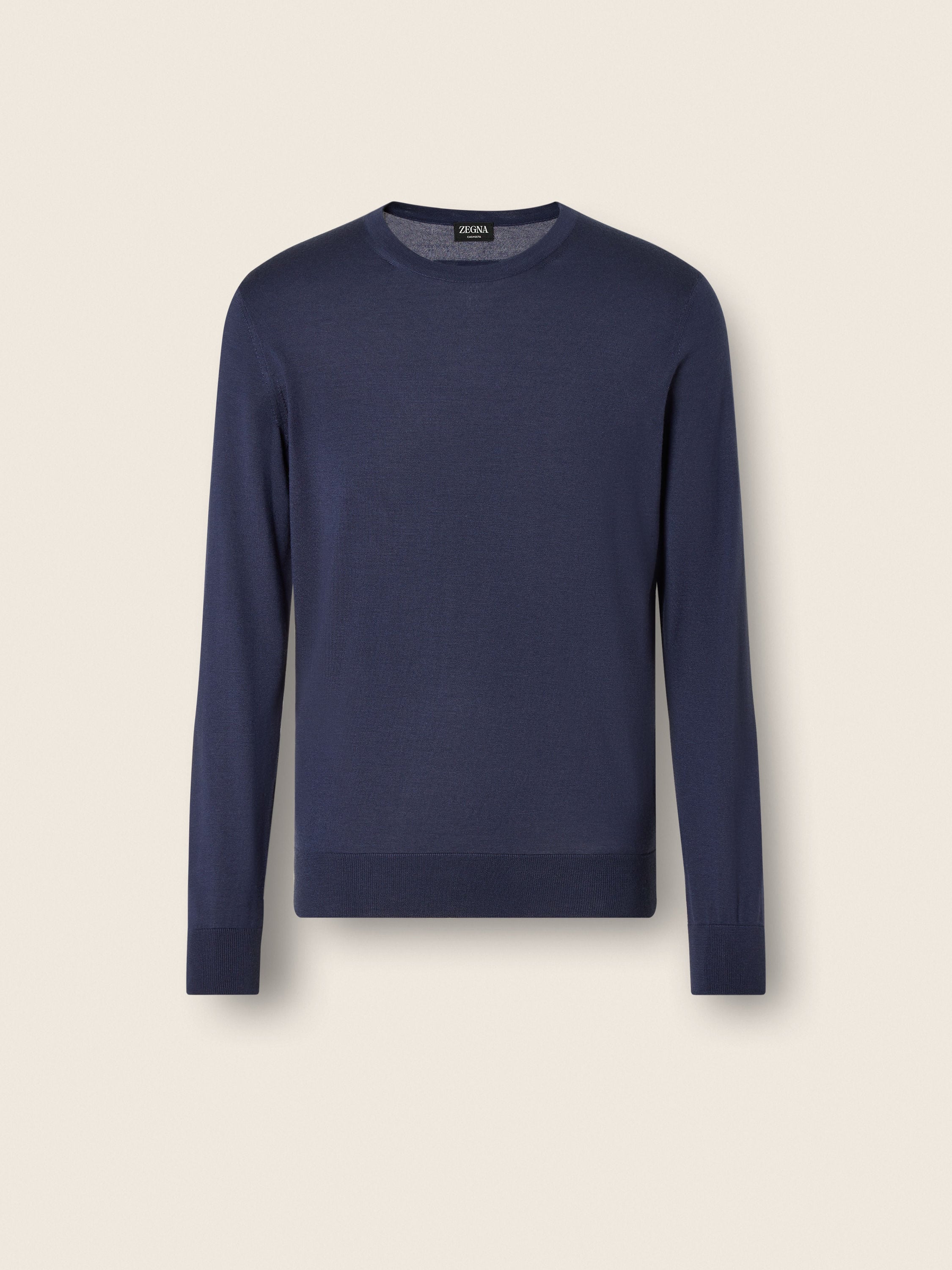 Zegna Dark Indigo Blue Mlange Cashseta Crewneck
