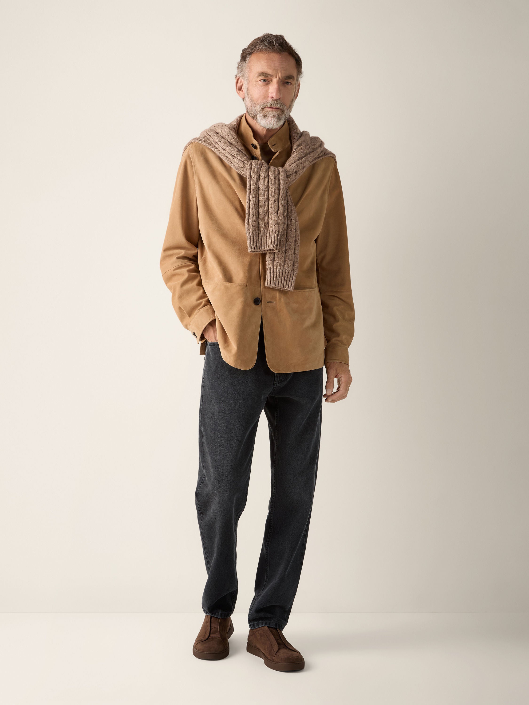 Zegna Beige Mlange Cashseta Crewneck