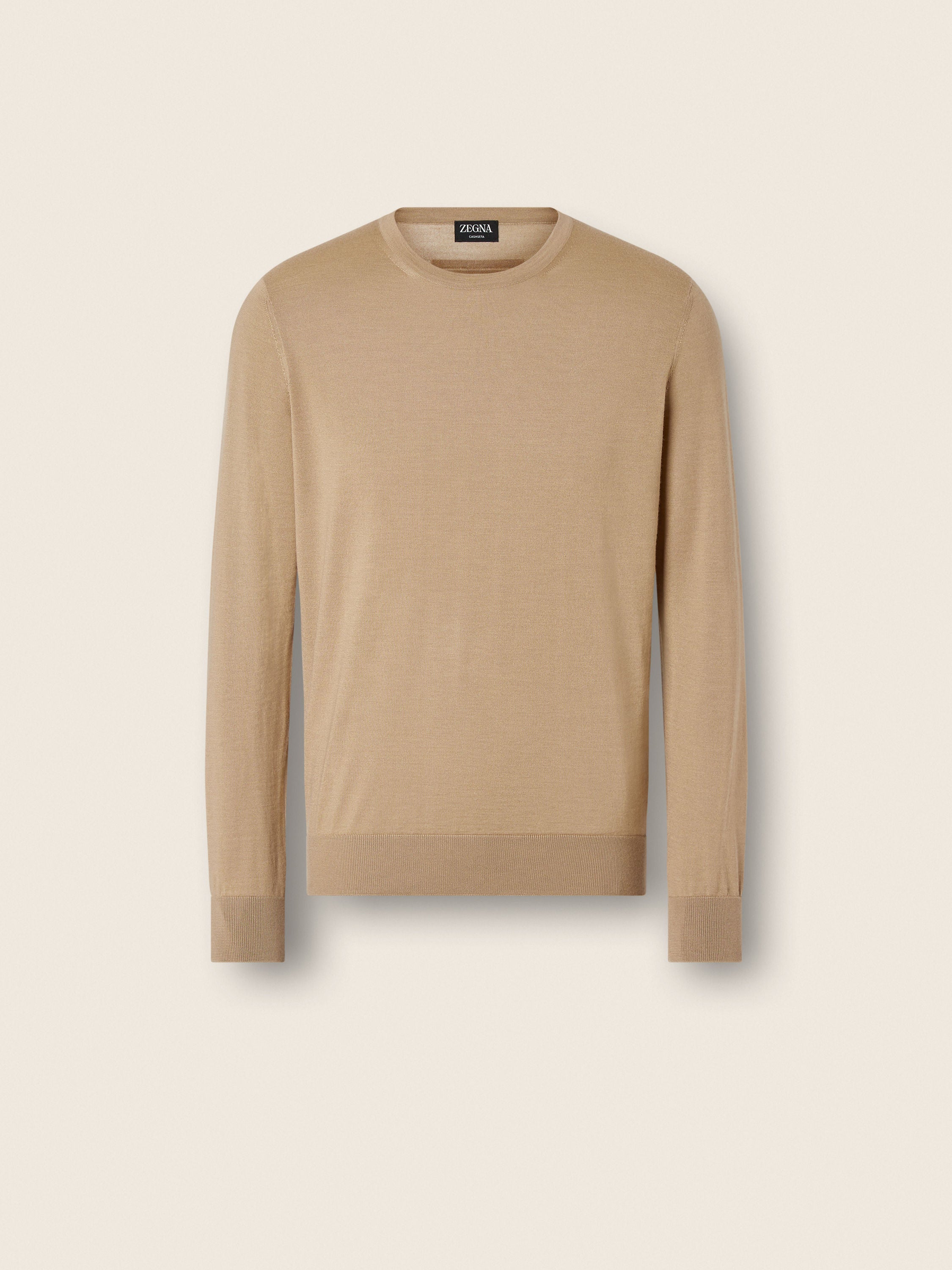 Zegna Beige Mlange Cashseta Crewneck