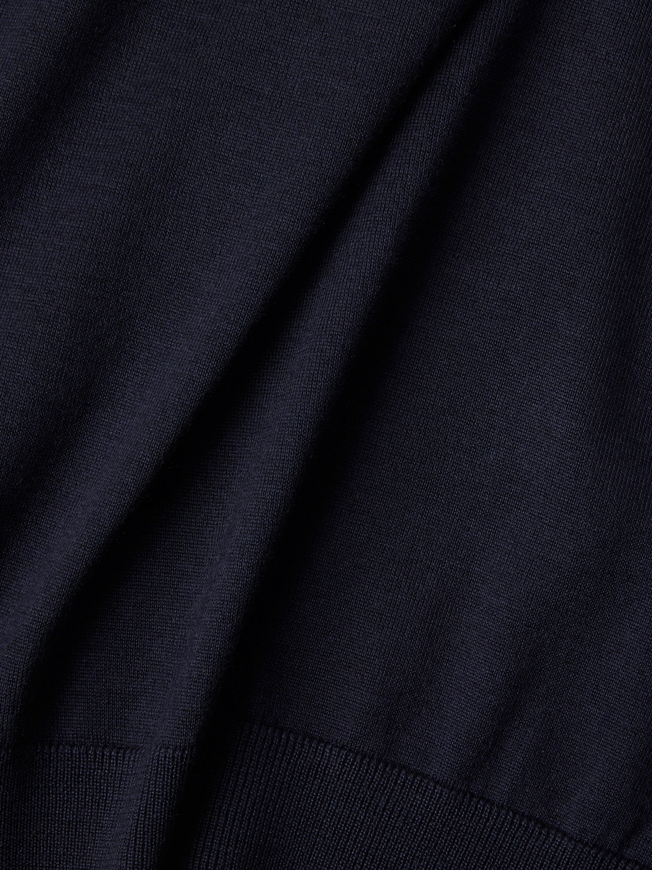 Zegna Navy Blue Mlange Cashseta Zip Mock