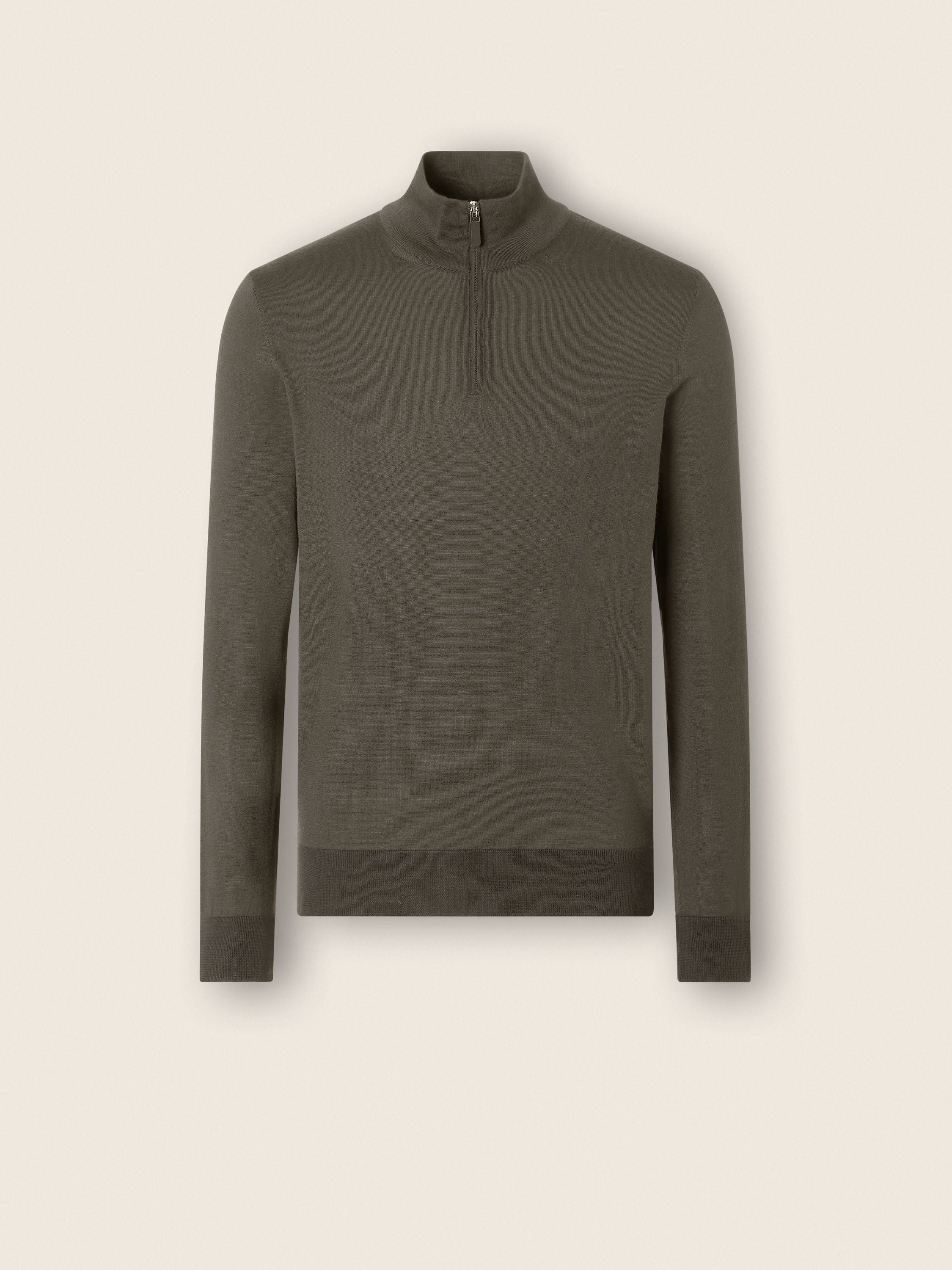 Zegna Dark Taupe Mlange Cashseta Zip Mock