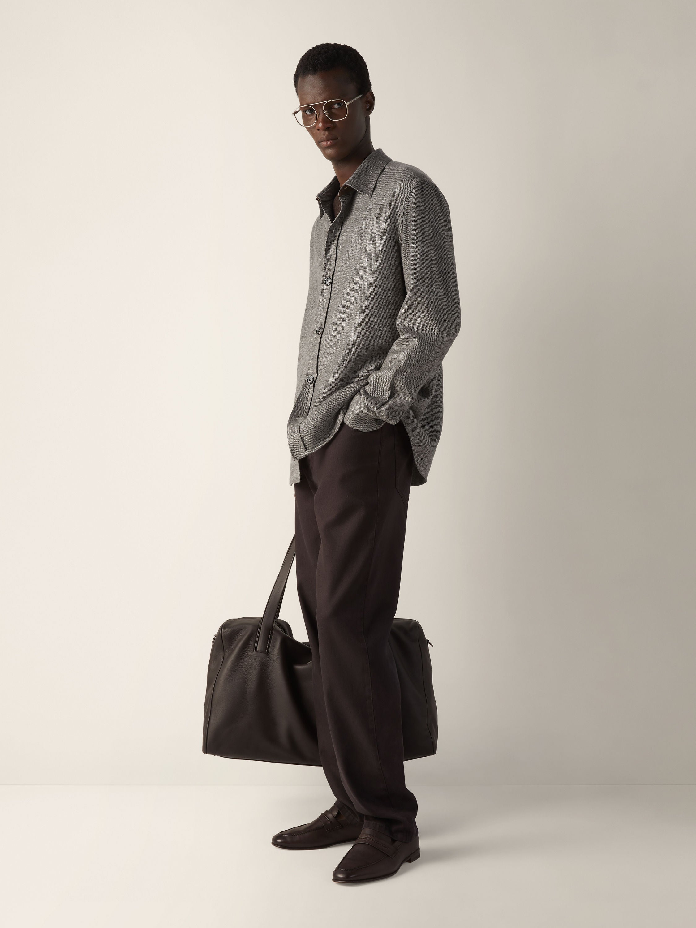 Zegna Dark Brown Stretch Cotton And Linen Roccia Pants