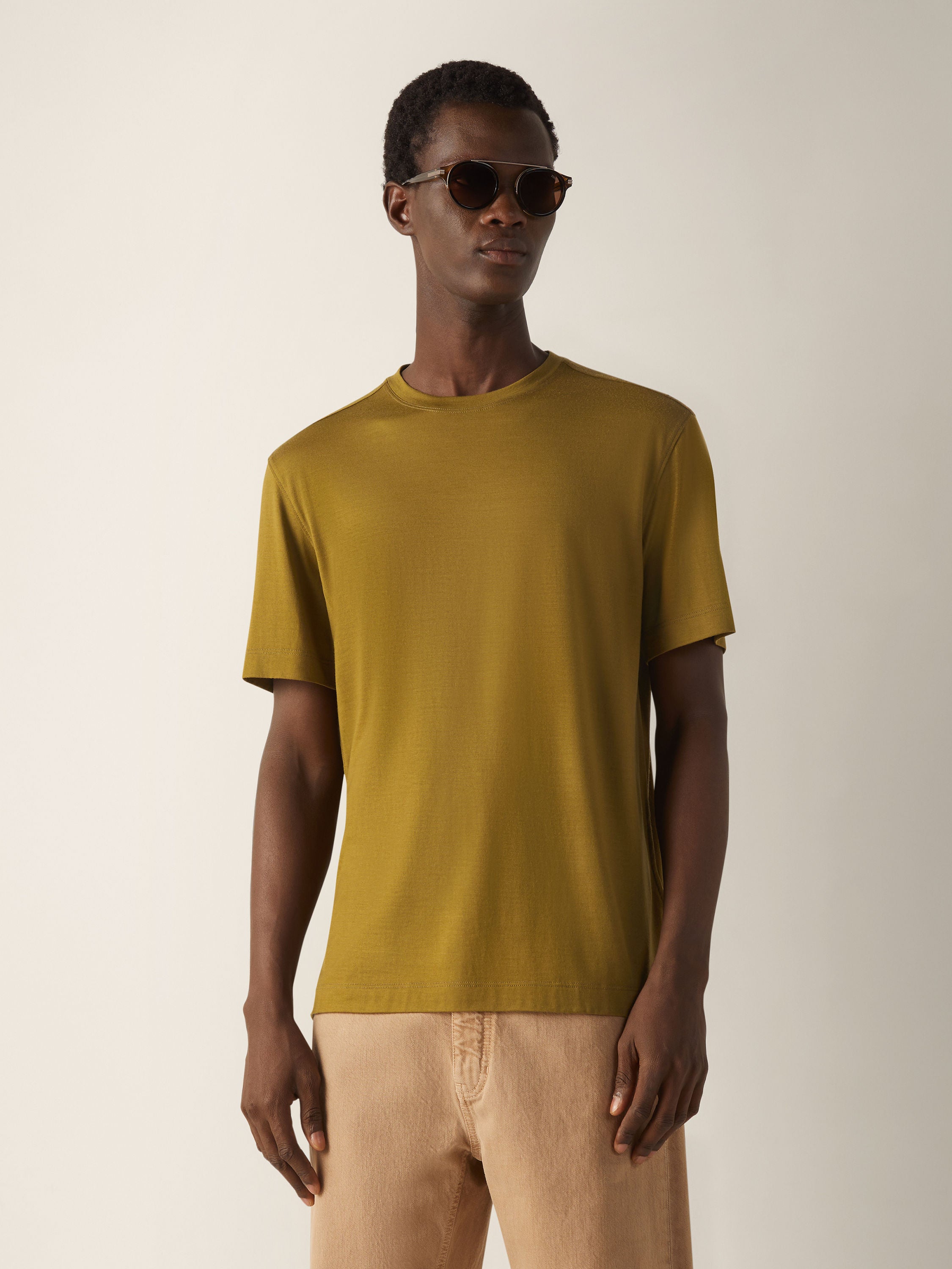 Zegna Olive Green Vellus Aureum T-Shirt