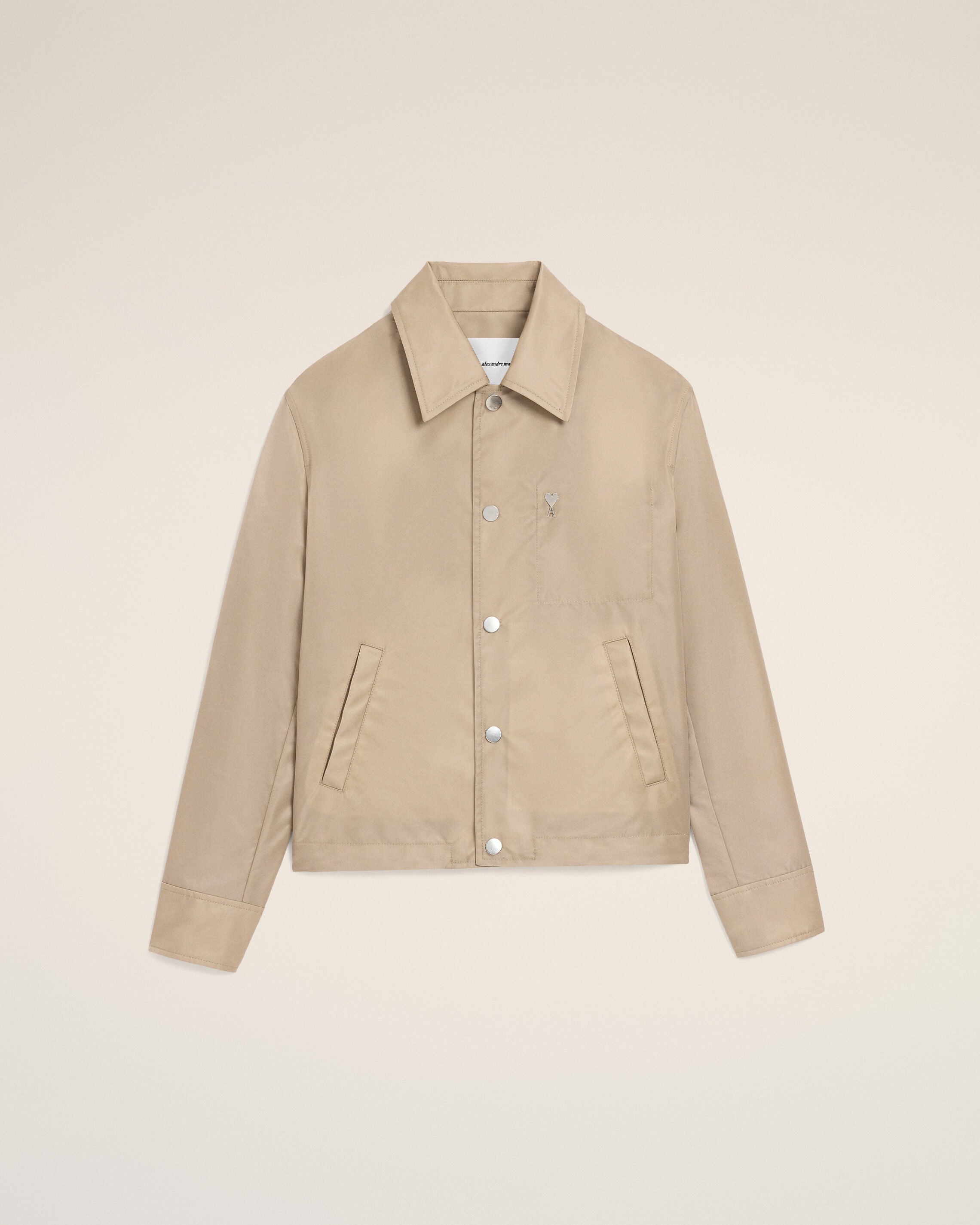 Beige Nylon Ami De Coeur Stud Buttoned Jacket
