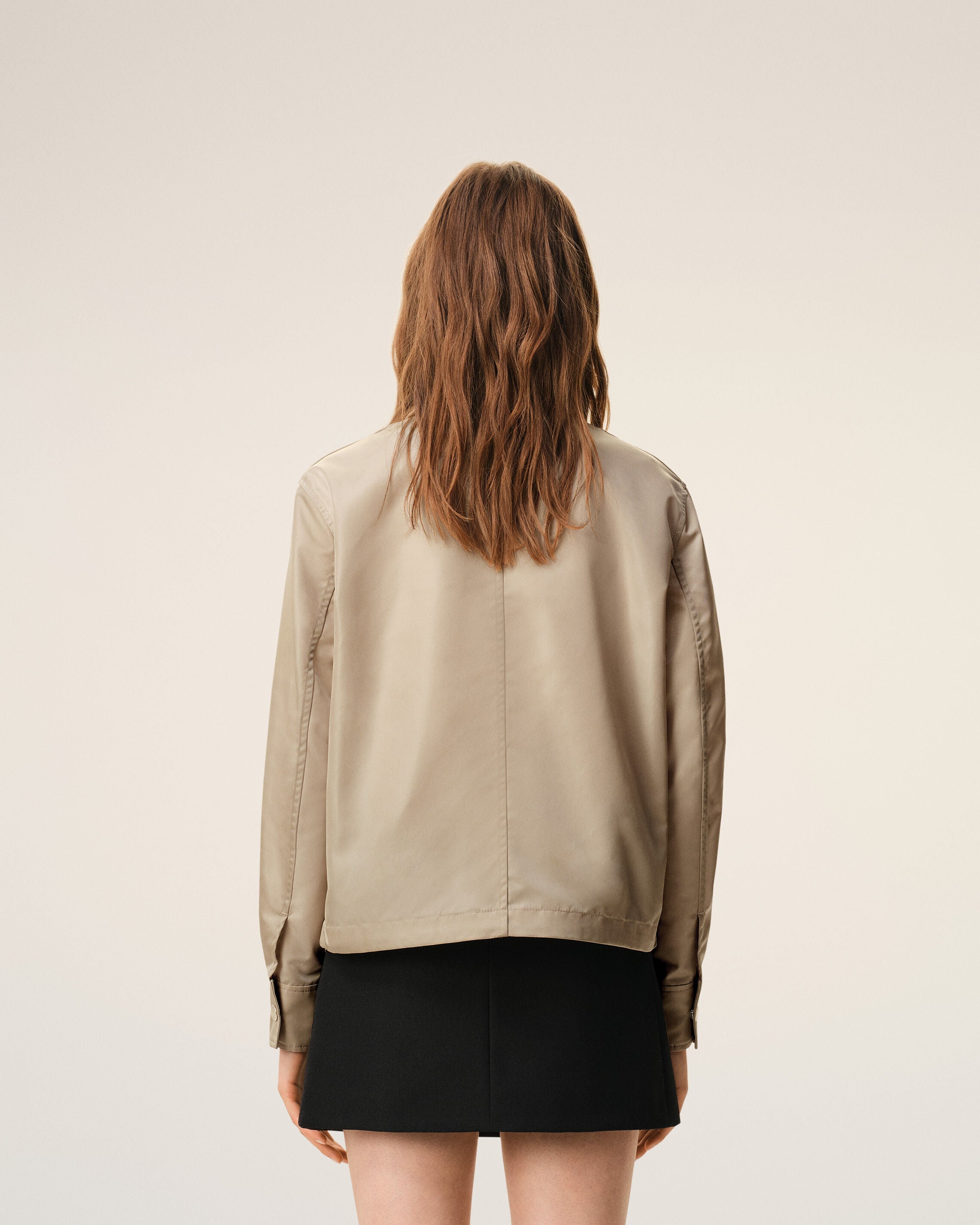 Beige Nylon Ami De Coeur Stud Buttoned Jacket