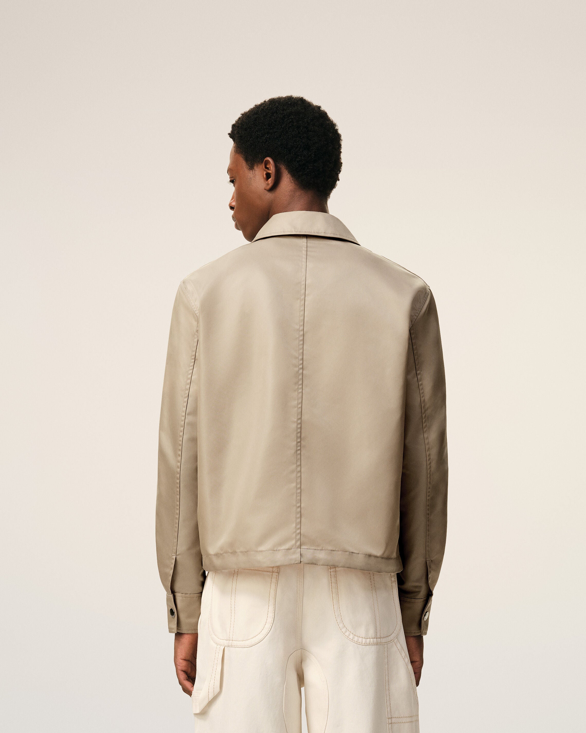 Beige Nylon Ami De Coeur Stud Buttoned Jacket