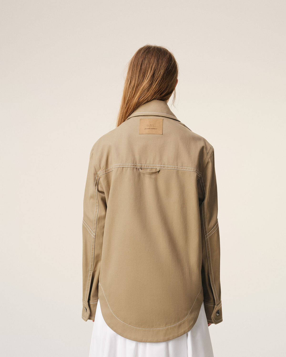 AmiParis Beige Cotton Worker Buttoned Jacket