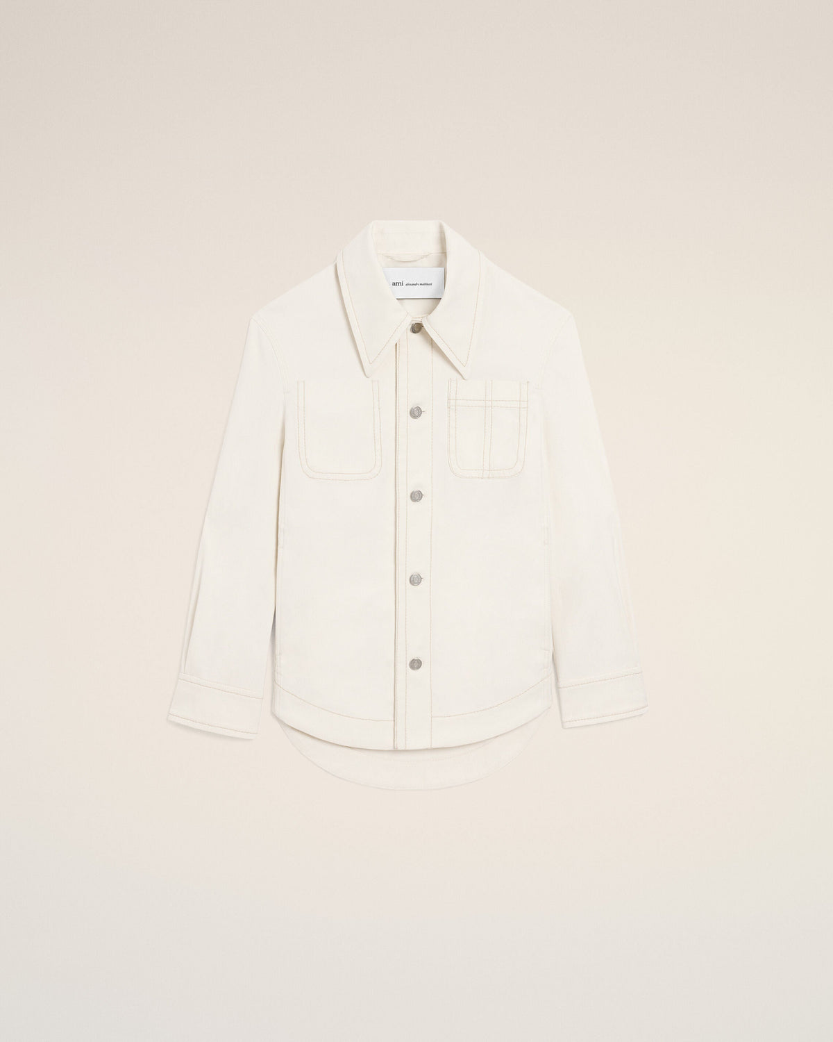 AmiParis White Cotton Worker Buttoned Jacket