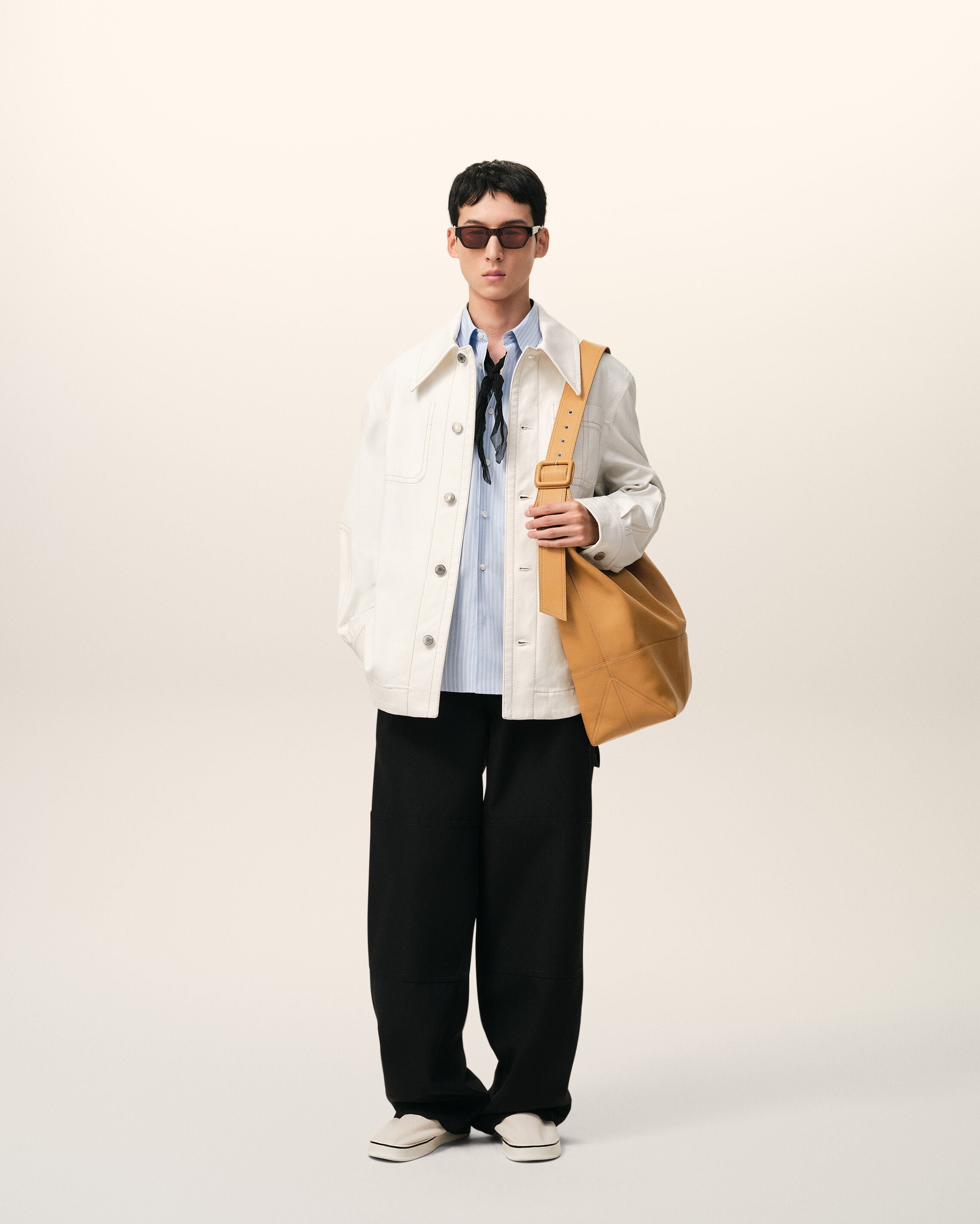 AmiParis White Cotton Worker Buttoned Jacket