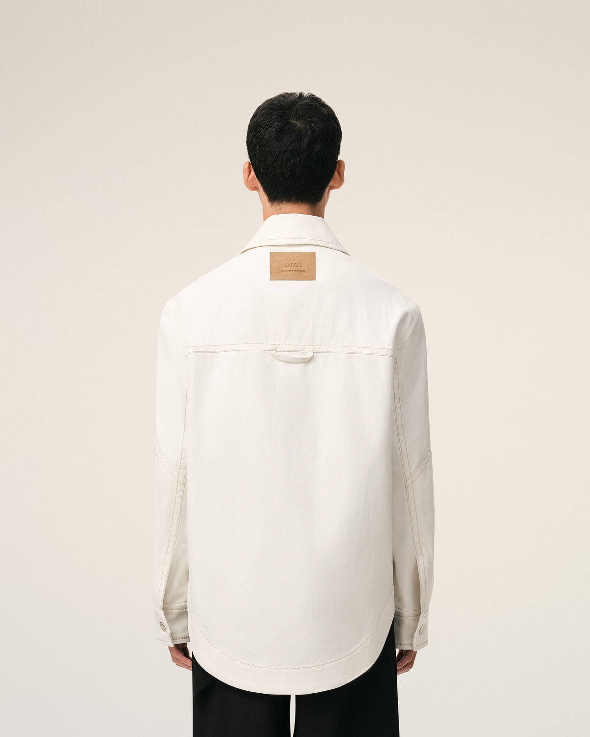 AmiParis White Cotton Worker Buttoned Jacket