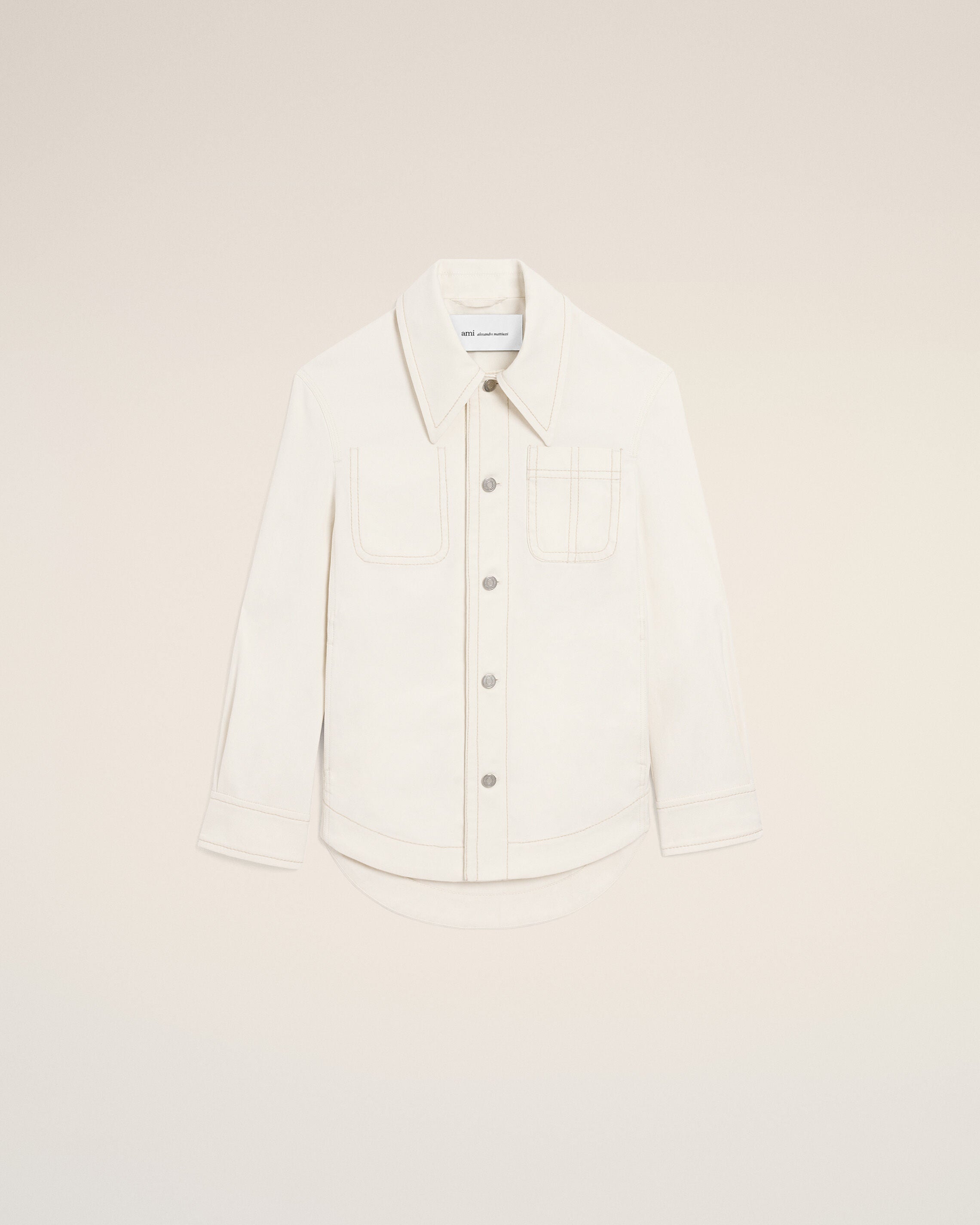 AmiParis White Cotton Worker Buttoned Jacket