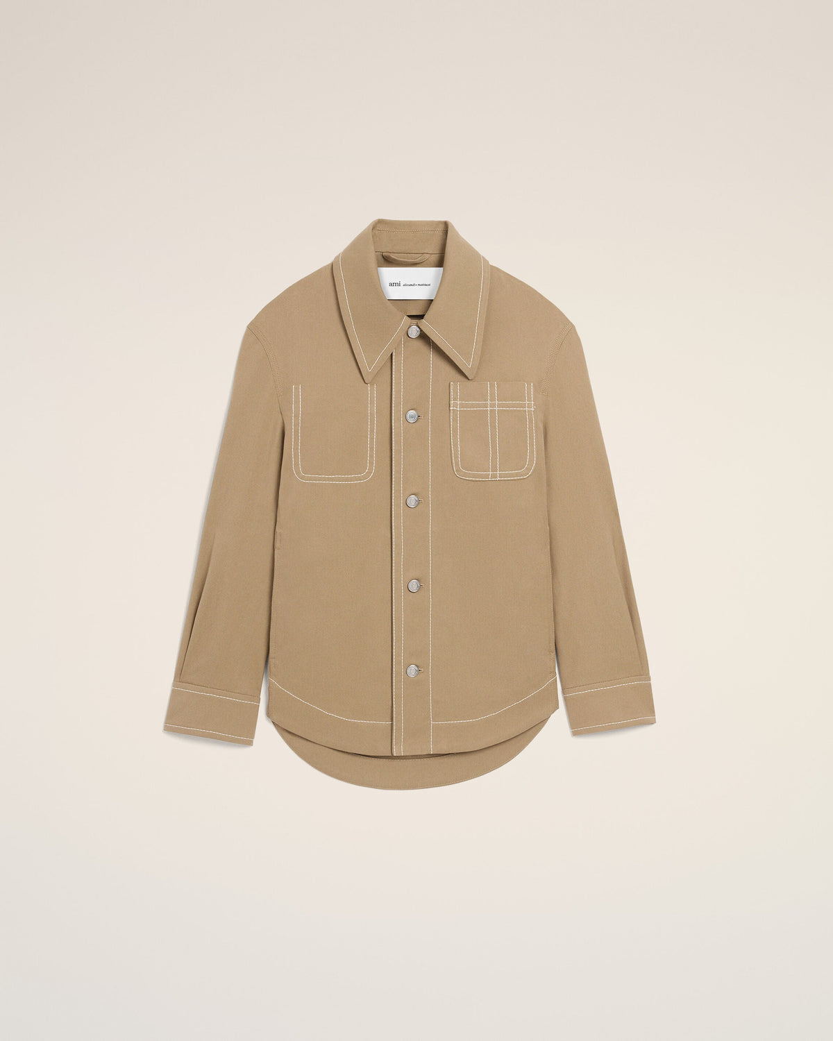 AmiParis Beige Cotton Worker Buttoned Jacket