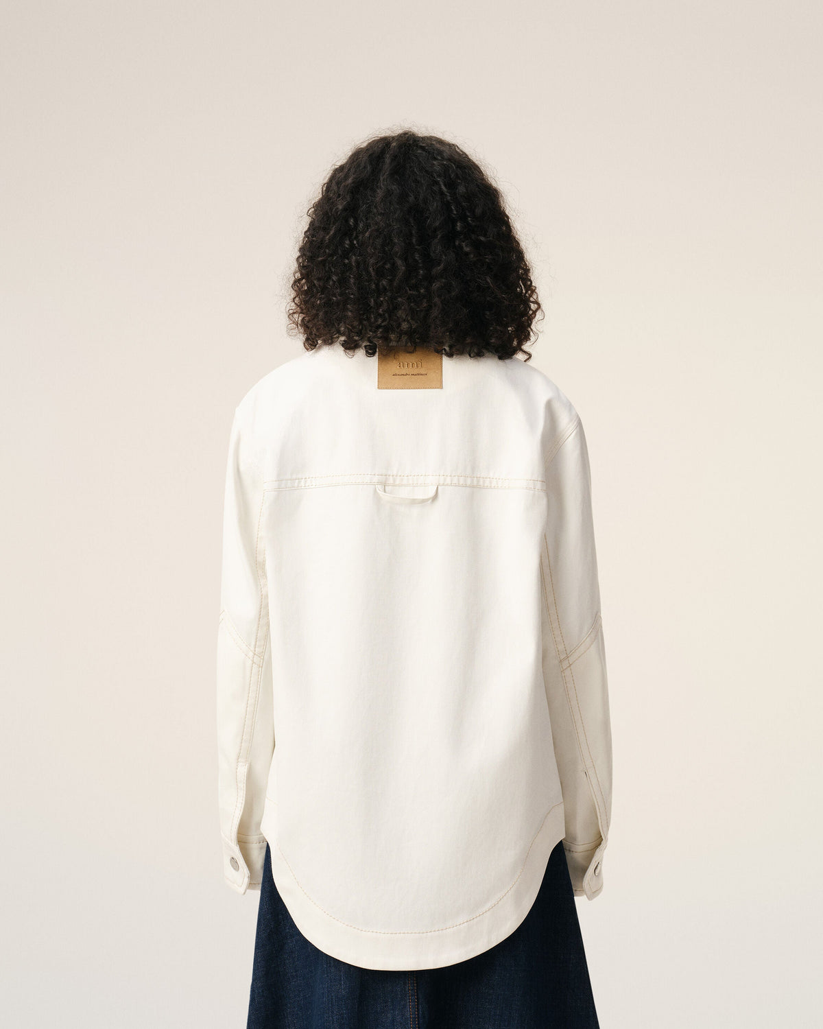 AmiParis White Cotton Worker Buttoned Jacket