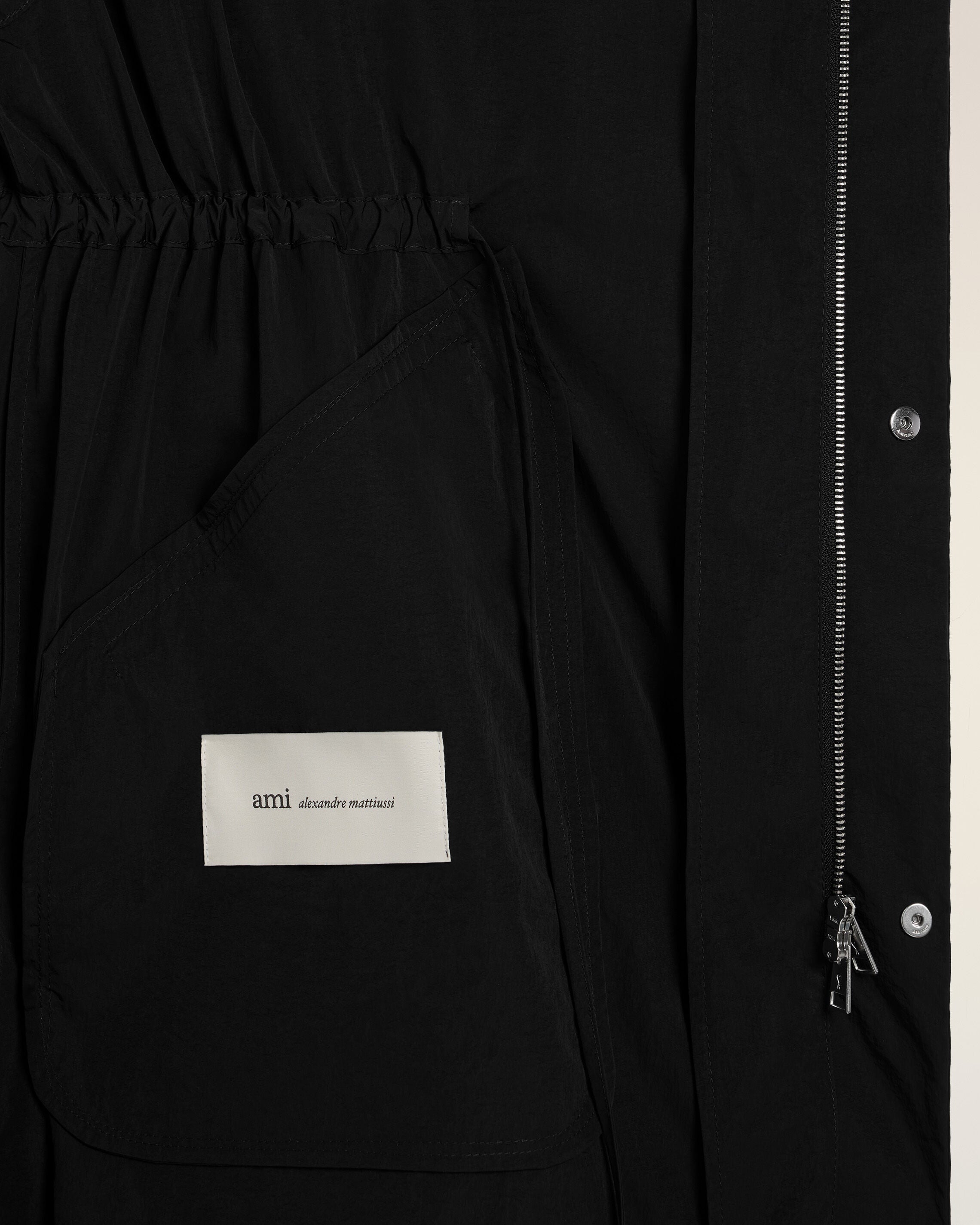 AmiParis Black Nylon Long Parka
