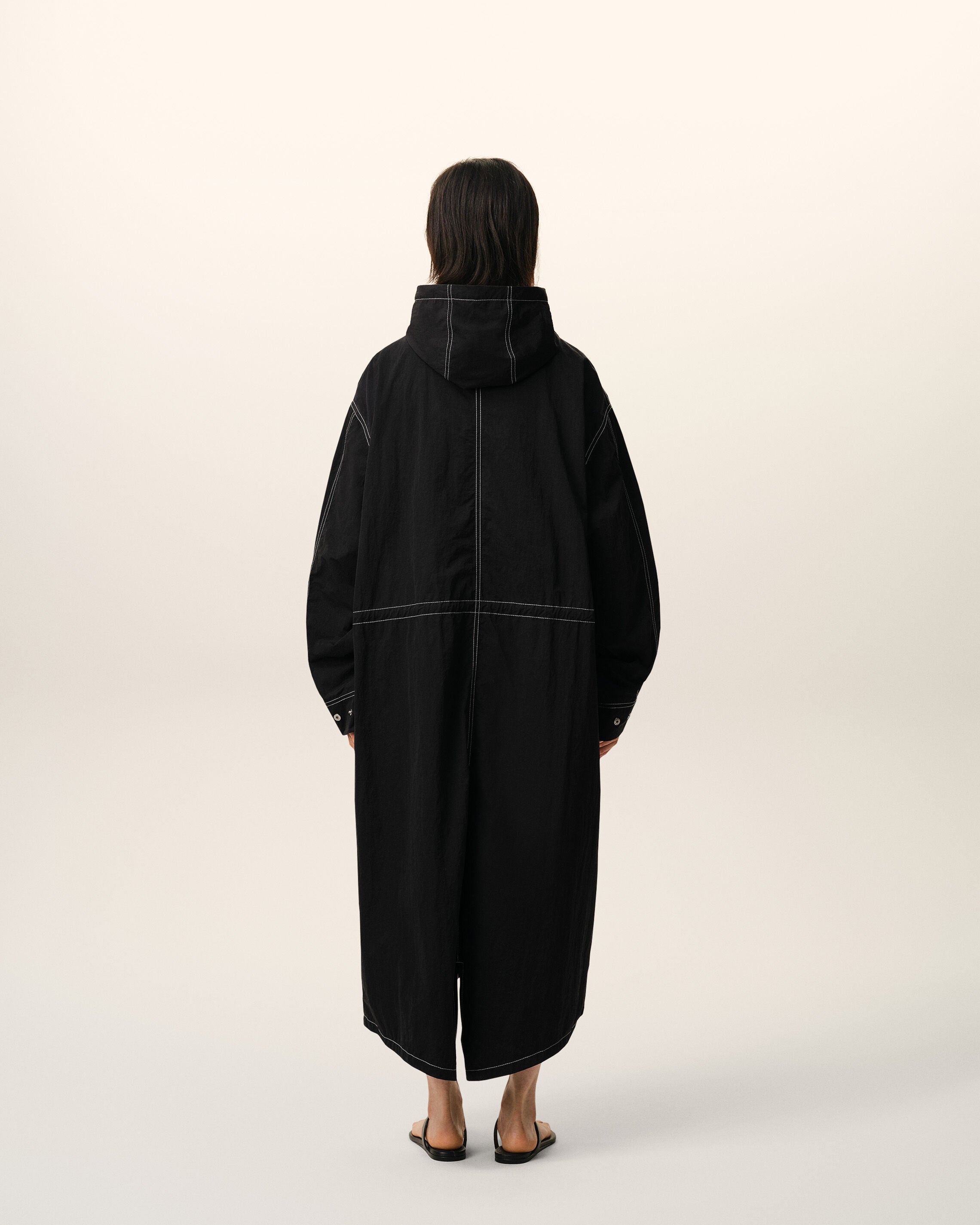 AmiParis Black Nylon Long Parka