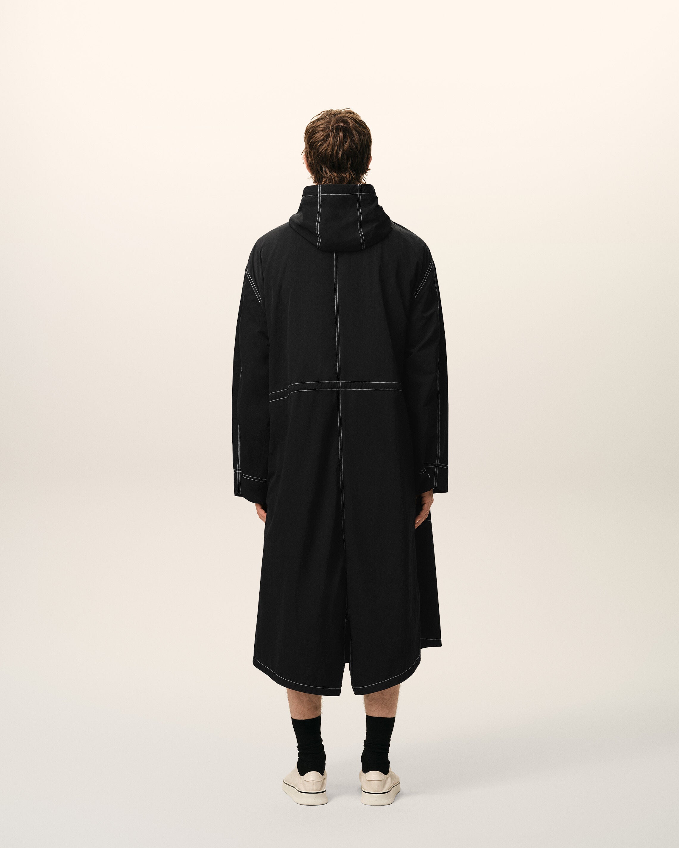 AmiParis Black Nylon Long Parka