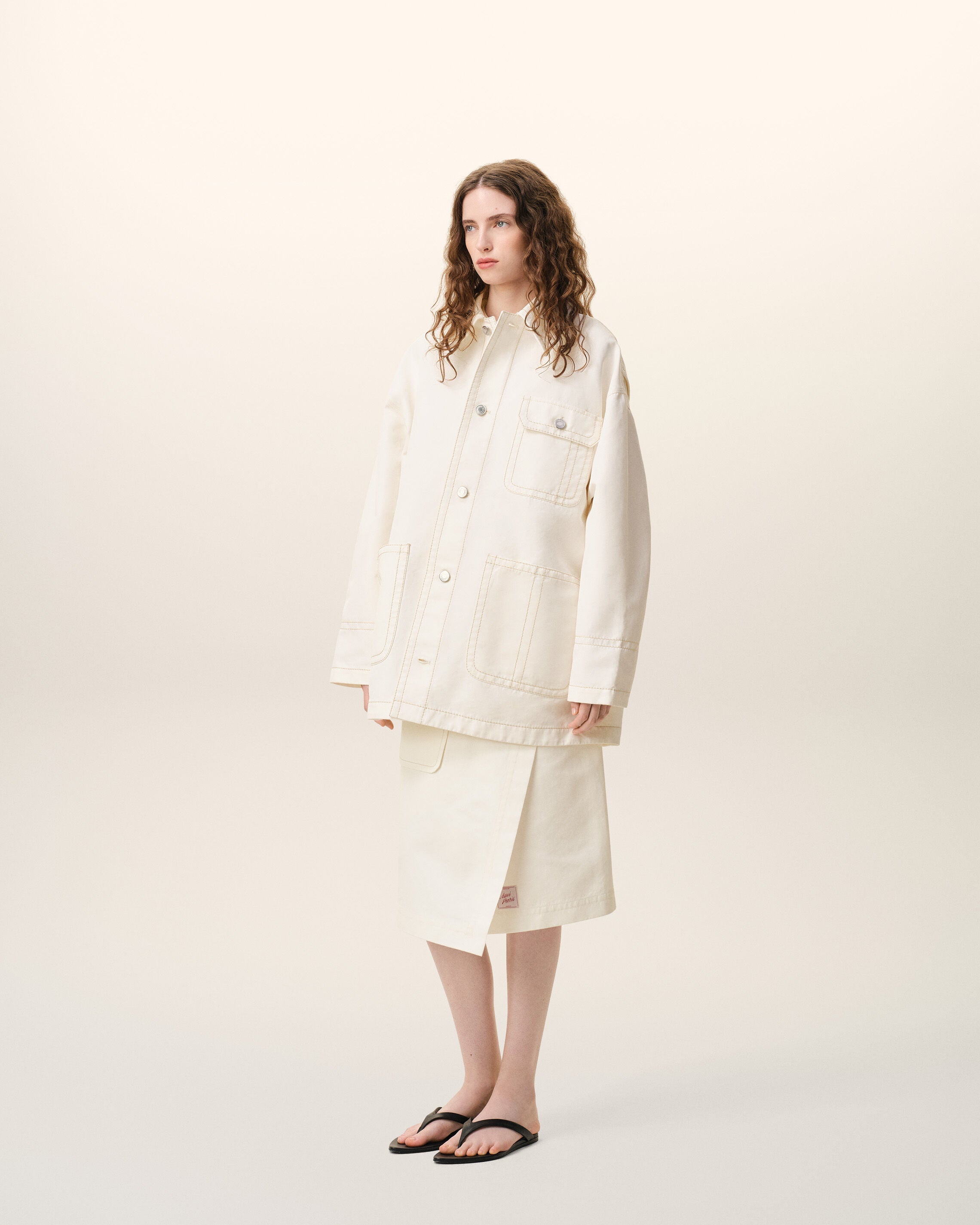 AmiParis White Cotton Worker Jacket