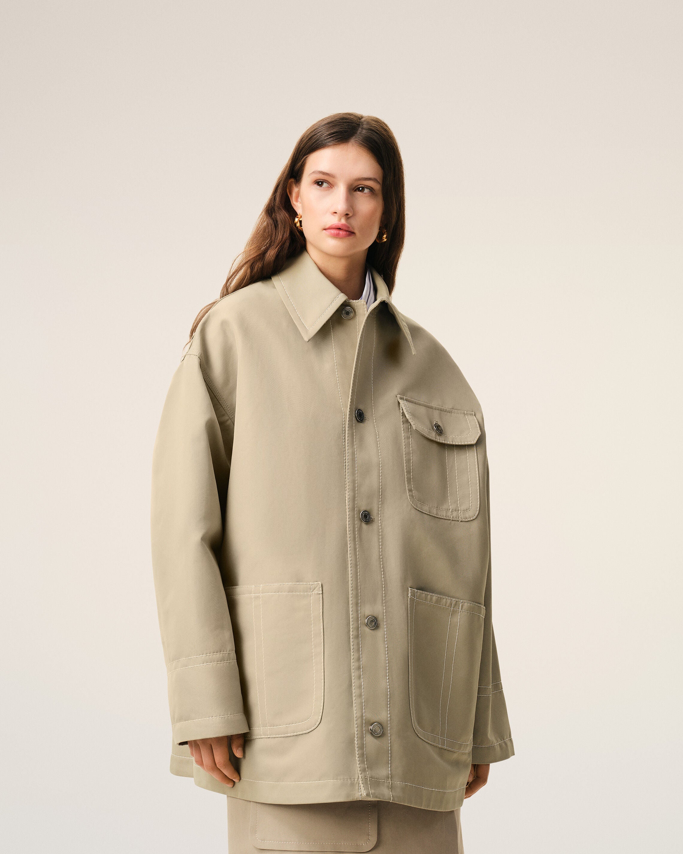AmiParis Beige Cotton Worker Jacket