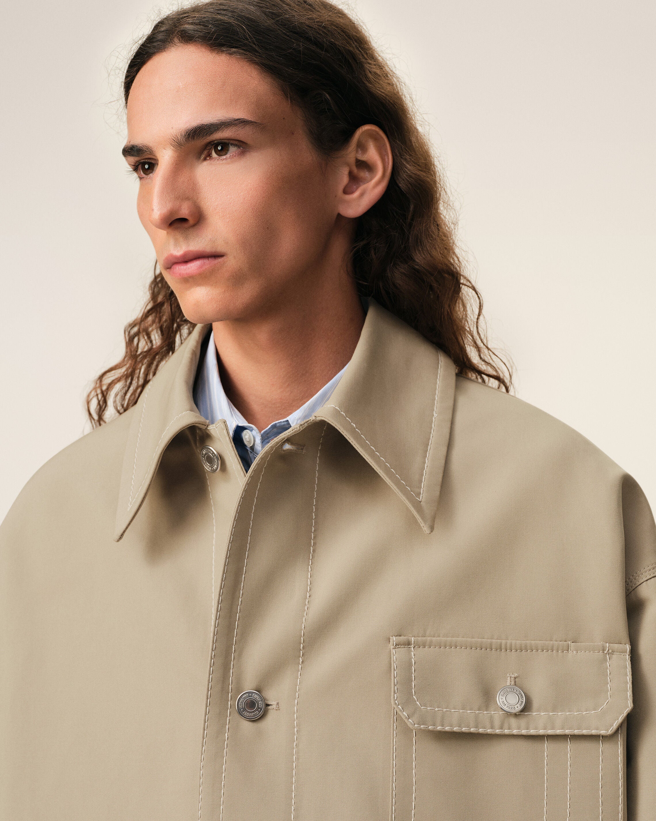 AmiParis Beige Cotton Worker Jacket