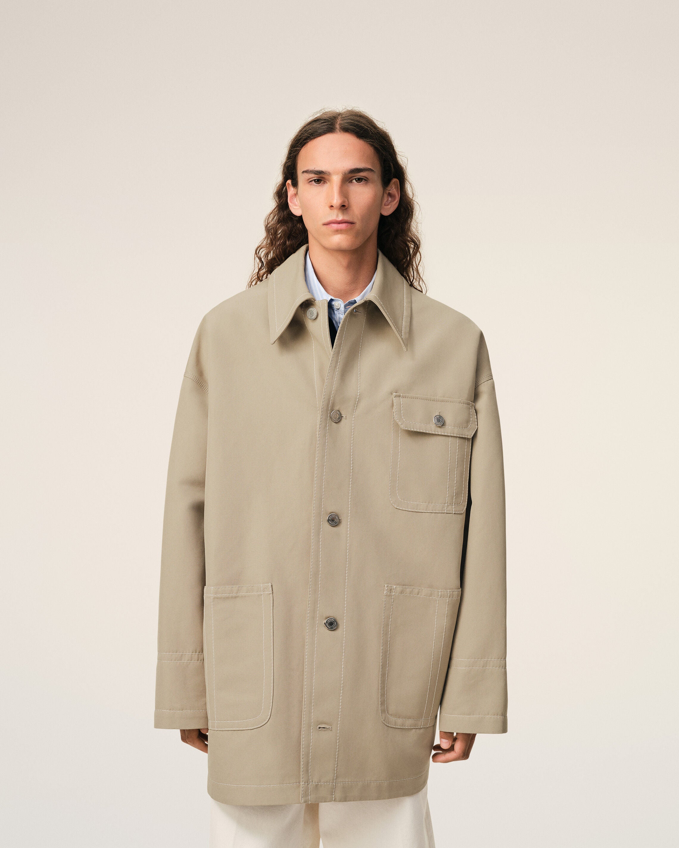 AmiParis Beige Cotton Worker Jacket